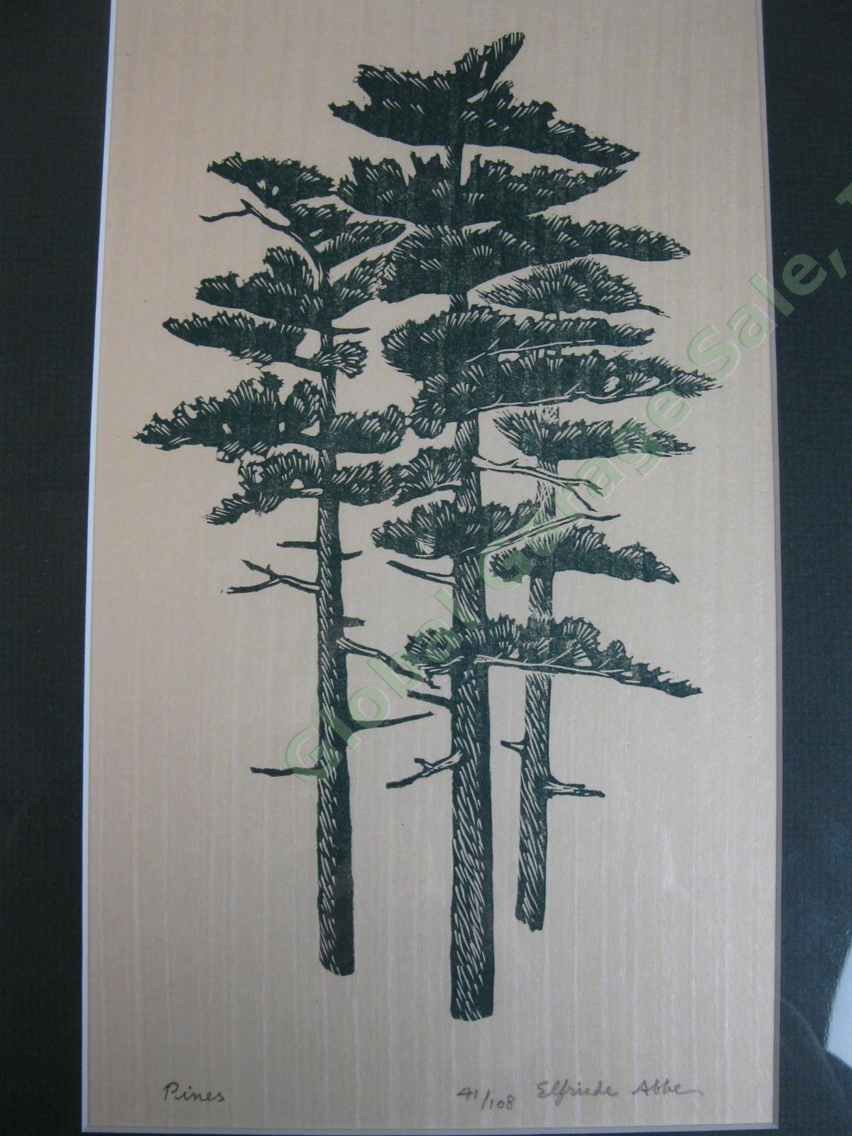 Original Elfriede Abbe Pines Wood Engraving Hand Cut Block Print Limited Edition 1