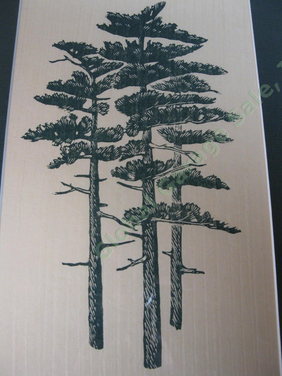 Original Elfriede Abbe Pines Wood Engraving Hand Cut Block Print Limited Edition 4