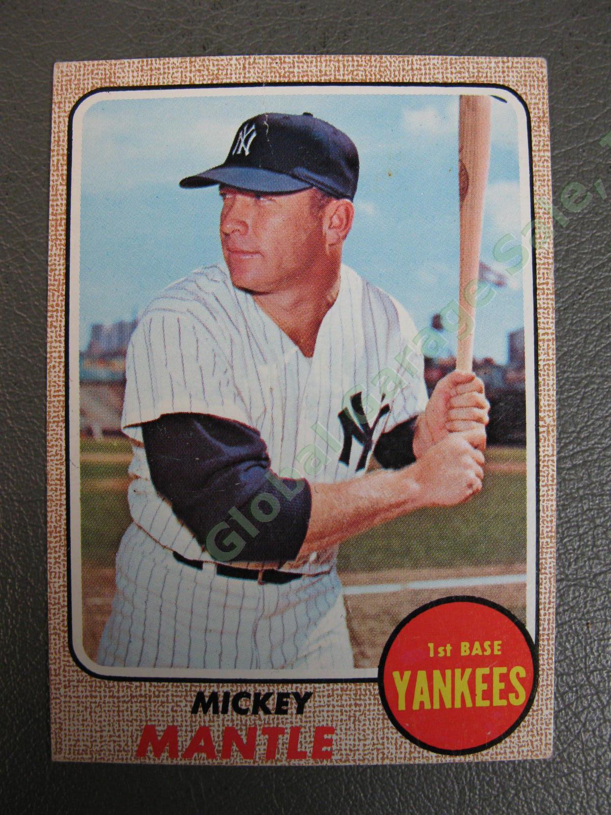 1968 Topps #280 Mickey Mantle NY New York Yankees HOF Baseball Card Crease NR