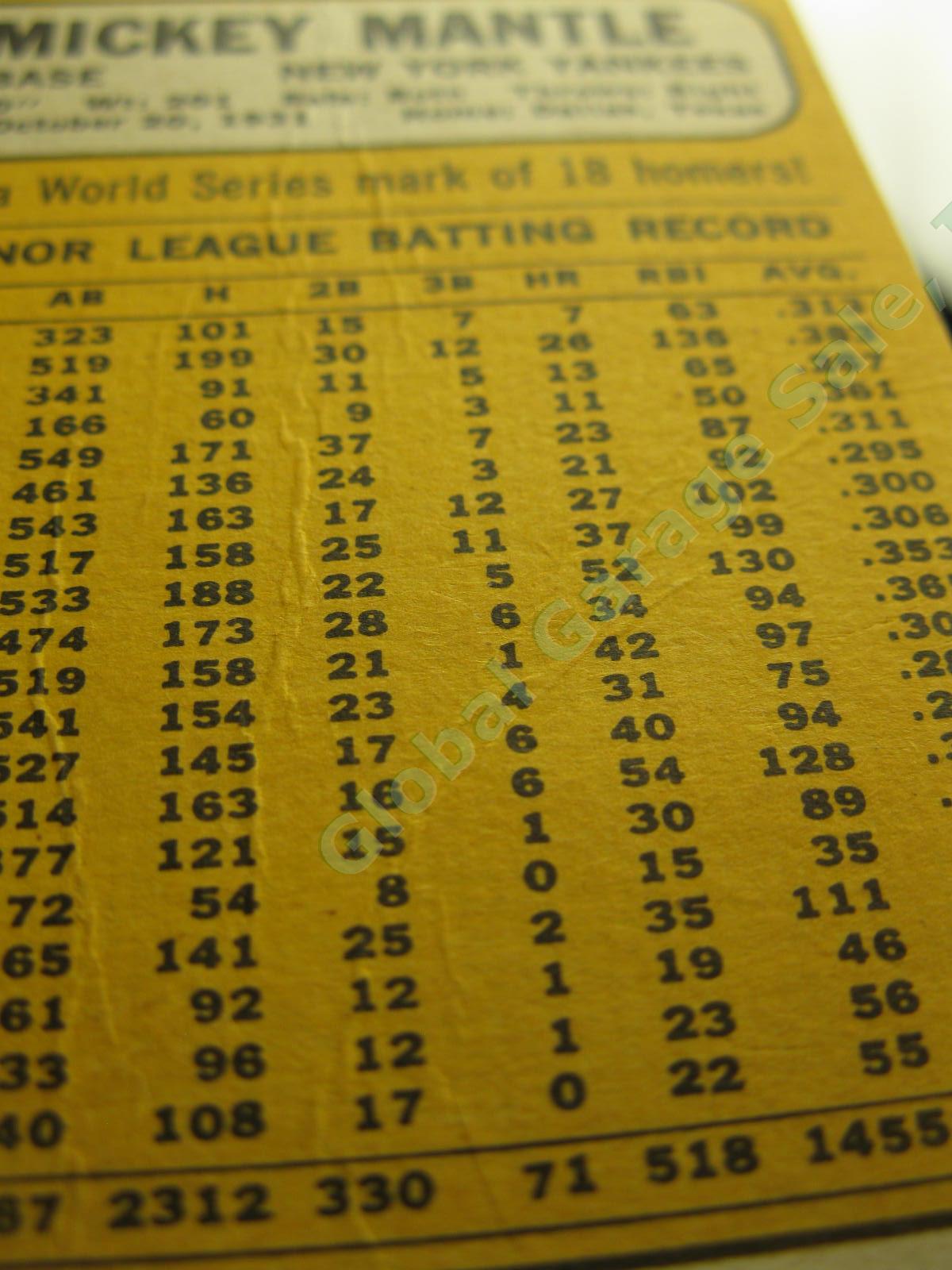 1968 Topps #280 Mickey Mantle NY New York Yankees HOF Baseball Card Crease NR 6
