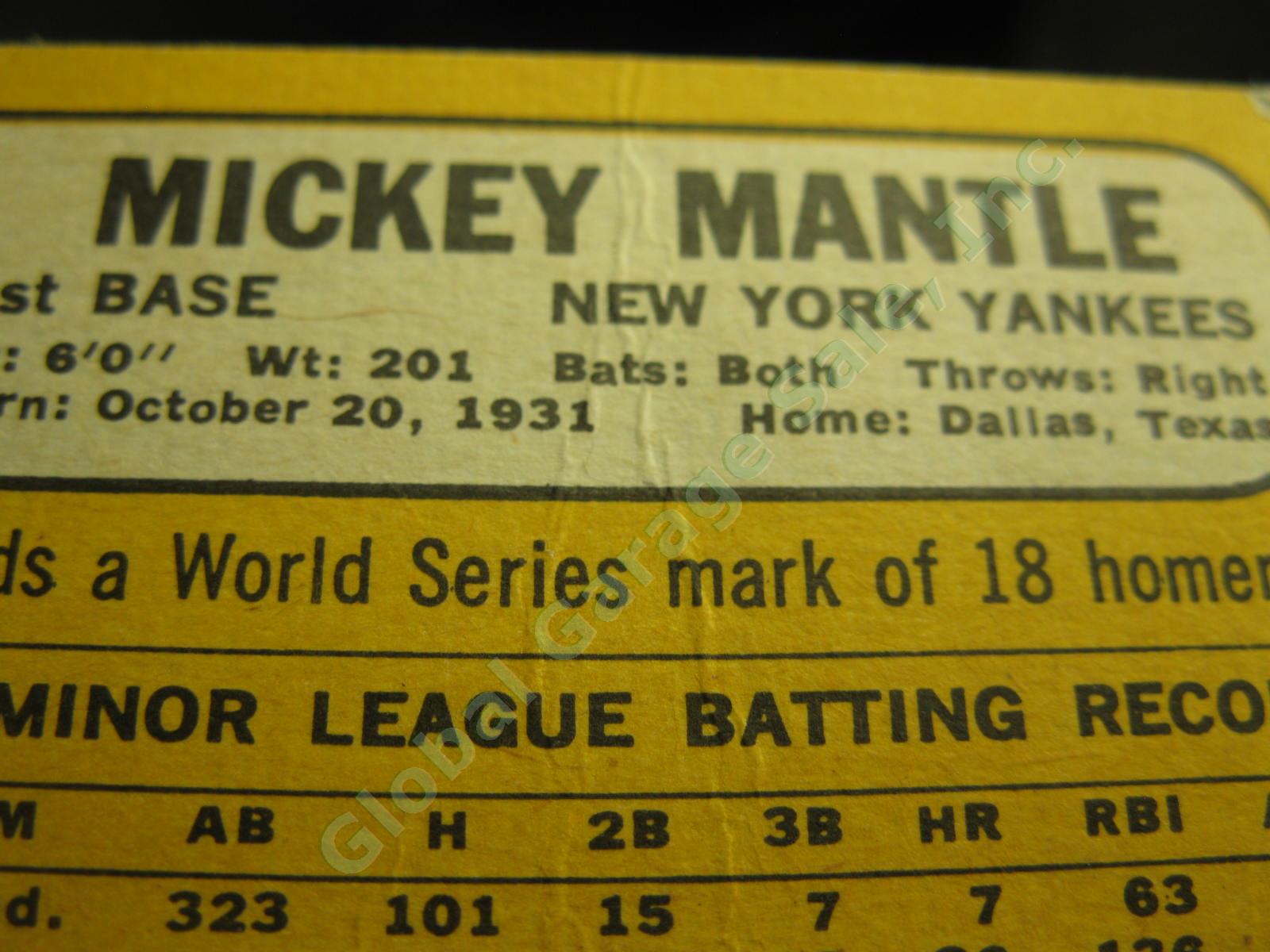 1968 Topps #280 Mickey Mantle NY New York Yankees HOF Baseball Card Crease NR 7