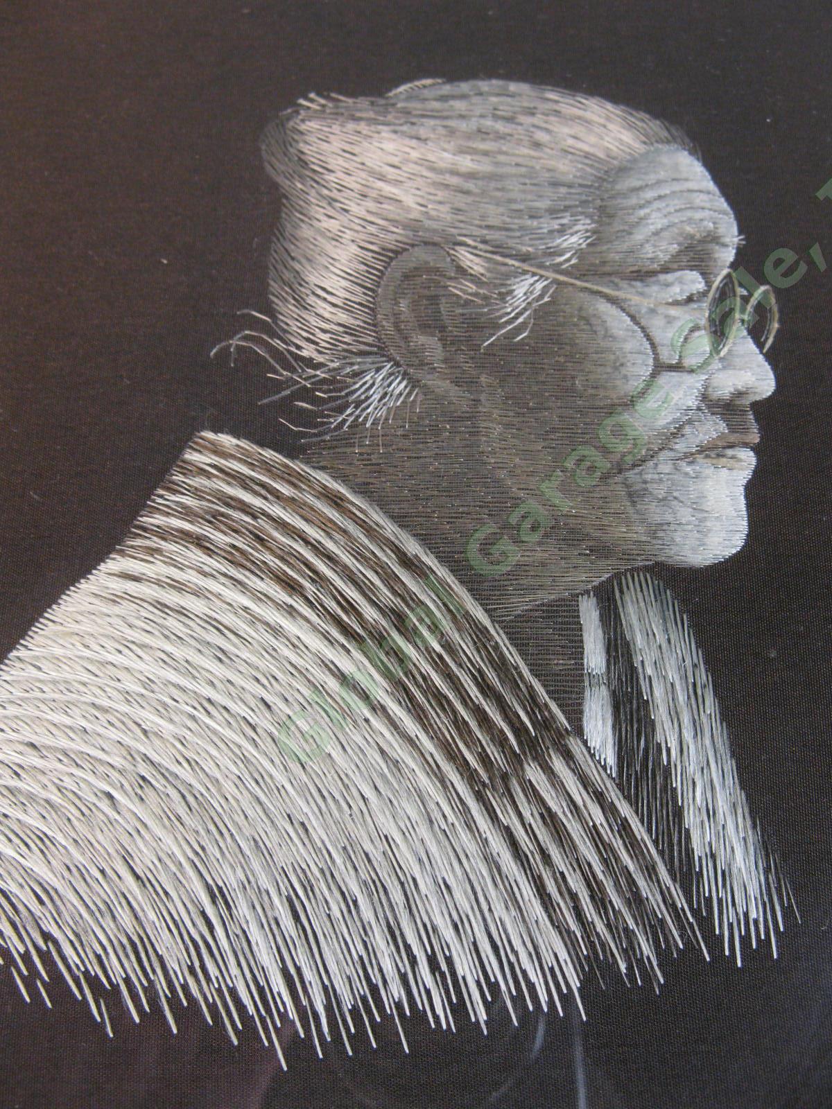 VINTAGE 1940s Uchida Art Japanese Silk Embroidery Obaasan Sobo Female Portrait 2