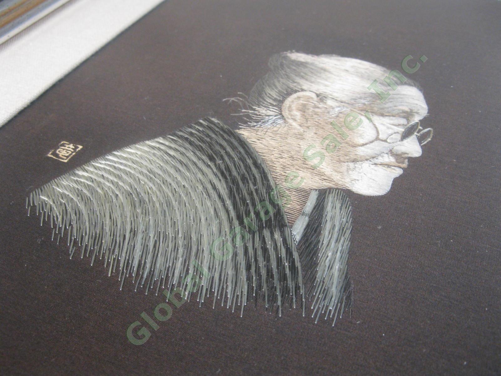 VINTAGE 1940s Uchida Art Japanese Silk Embroidery Obaasan Sobo Female Portrait 8