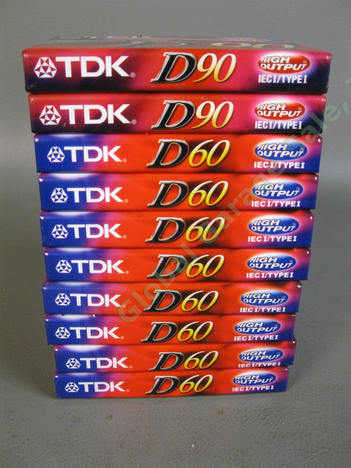 LOT of 10 SEALED 8 TDK D60 2 D90 High Output IEC Type I Audio Cassette Tapes NR