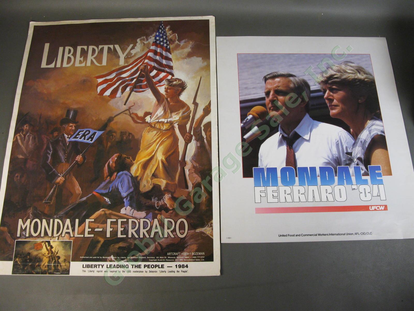 2 1984 Mondale Ferraro Presidential Campaign Posters Liberty Leading The People