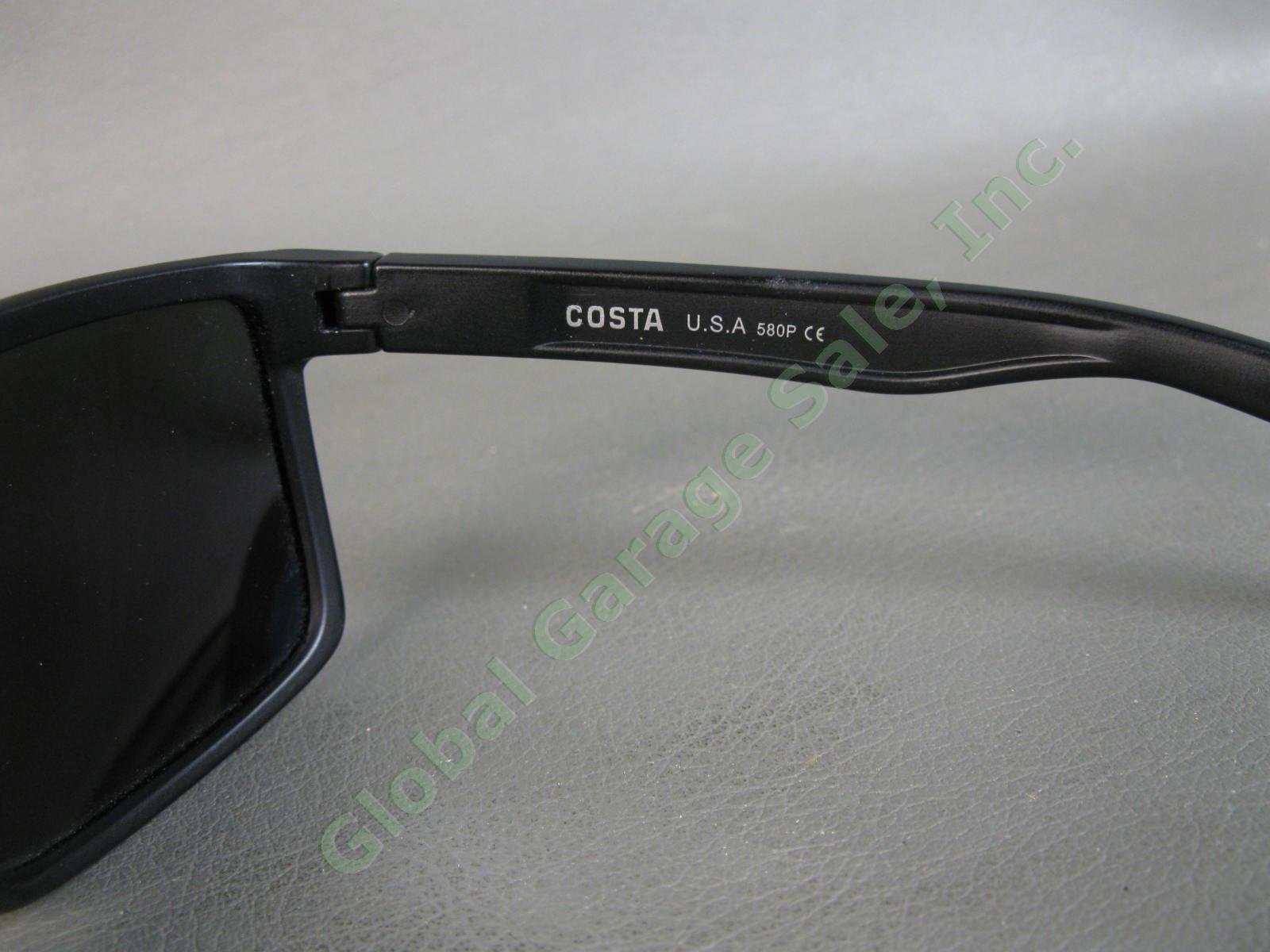 Used Costa Del Mar Sunglasses Rinconcito RIC 02 580P Black Frame Blue Lens USA 6