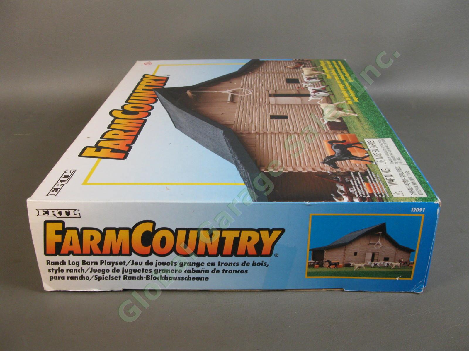NEW Ertl Farm Country #12091 Ranch Log Barn Playset Longhorn Cattle COMPLETE NR 1
