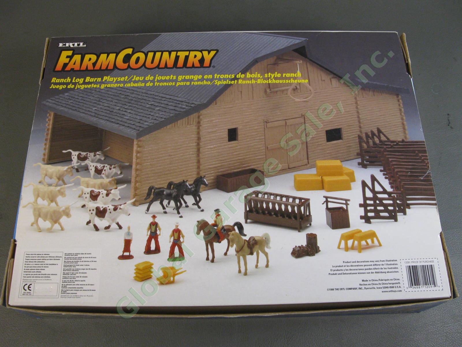 NEW Ertl Farm Country #12091 Ranch Log Barn Playset Longhorn Cattle COMPLETE NR 2