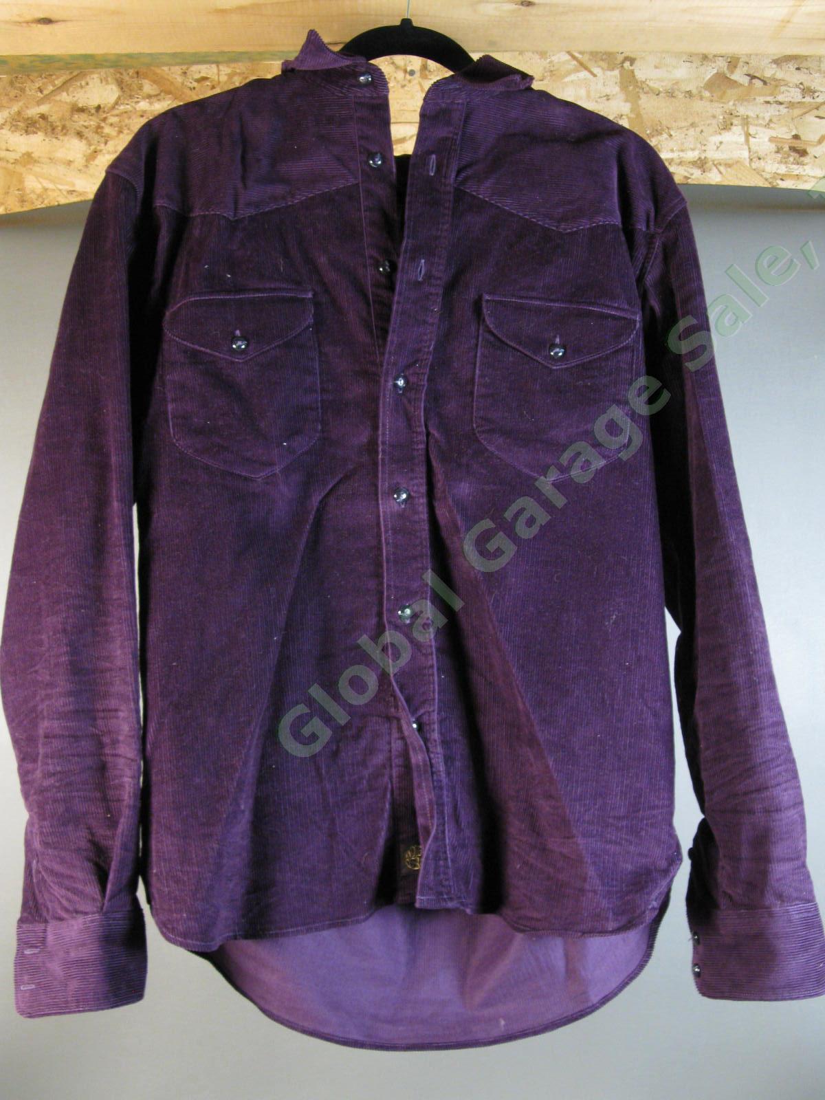 VINTAGE Indigofera Purple Corduroy Long Sleeve Shirt Purple Mens M Medium NR
