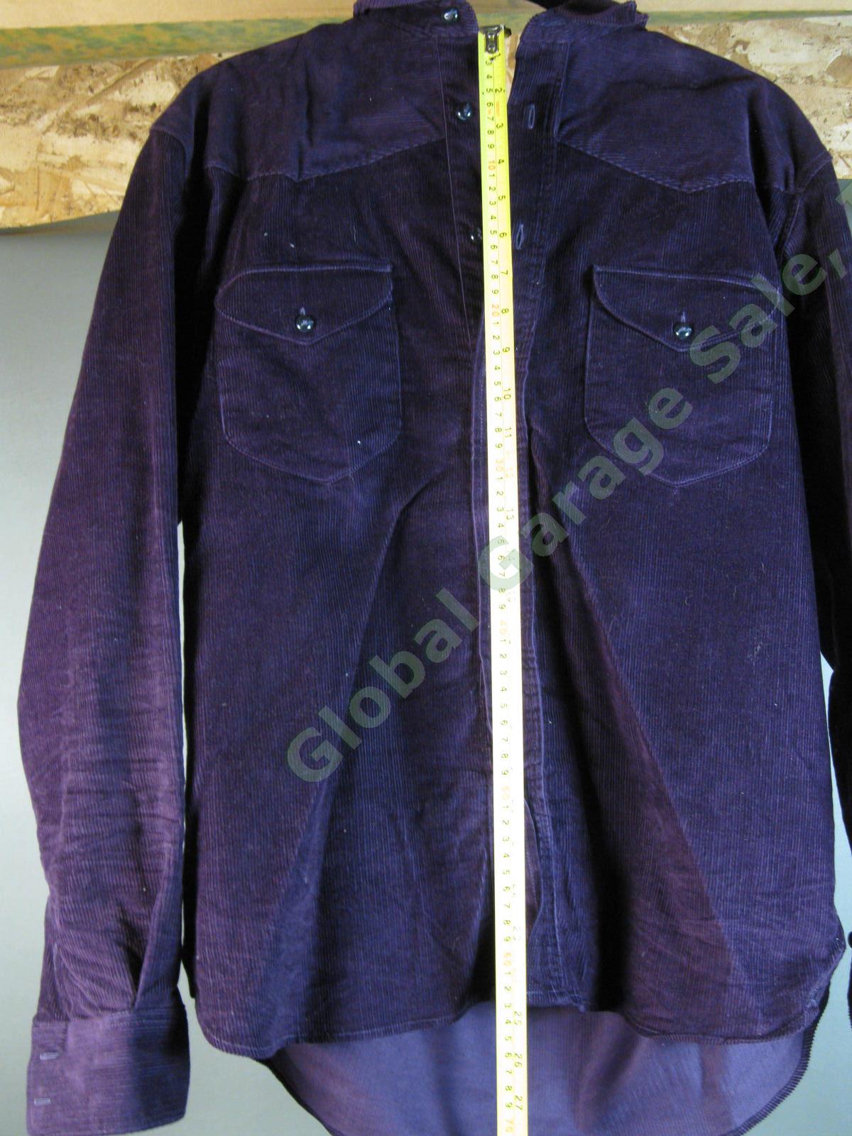 VINTAGE Indigofera Purple Corduroy Long Sleeve Shirt Purple Mens M Medium NR 1