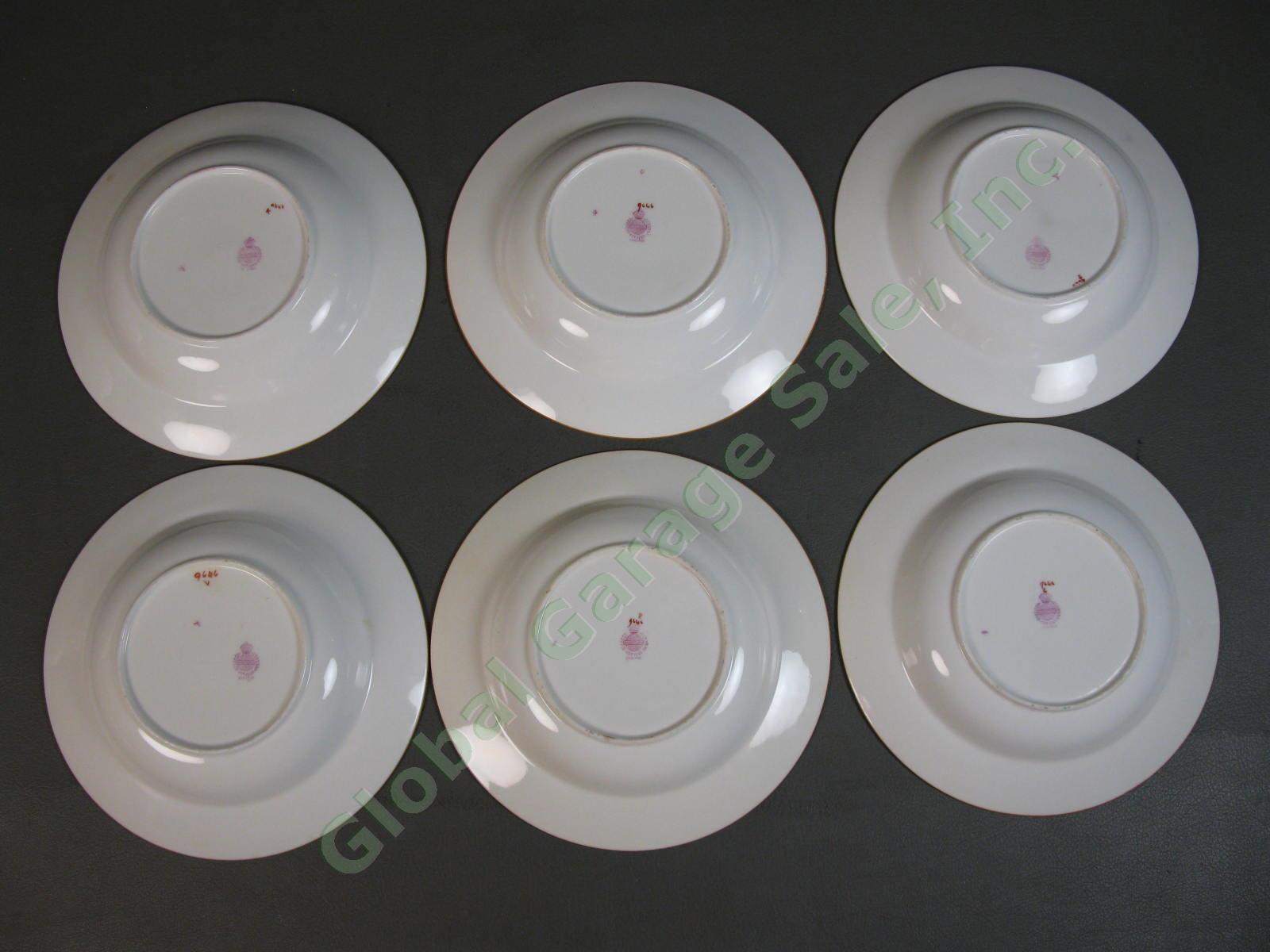 SET of 6 RARE Minton Cockatrice Pink 8" Inch Rimmed Soup Bowl LOT Globe Wreath 8