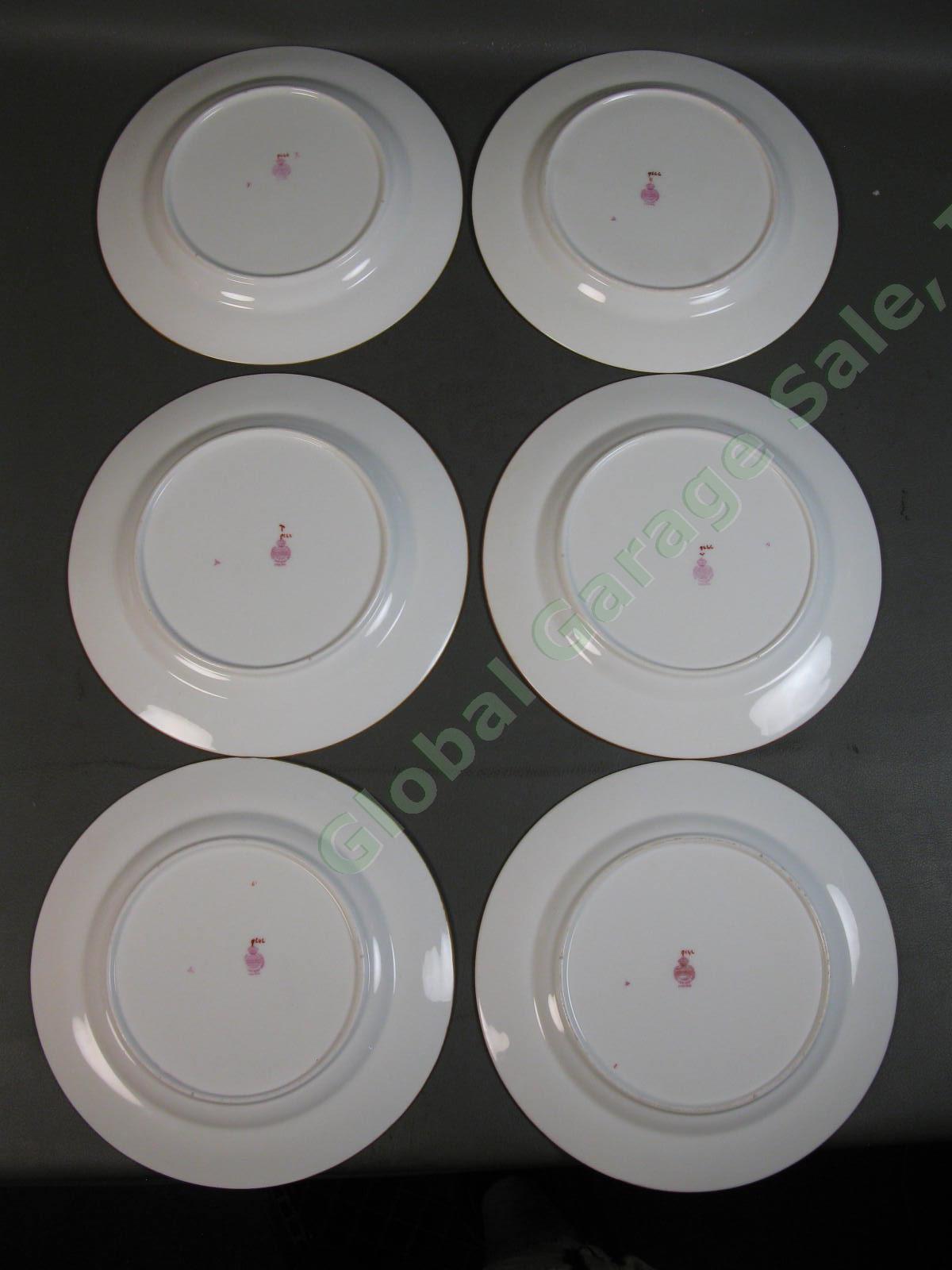 6 RARE Minton Cockatrice Pink Dinner Plate Set 10 1/2" Globe Mark Only 1 Chip NR 11