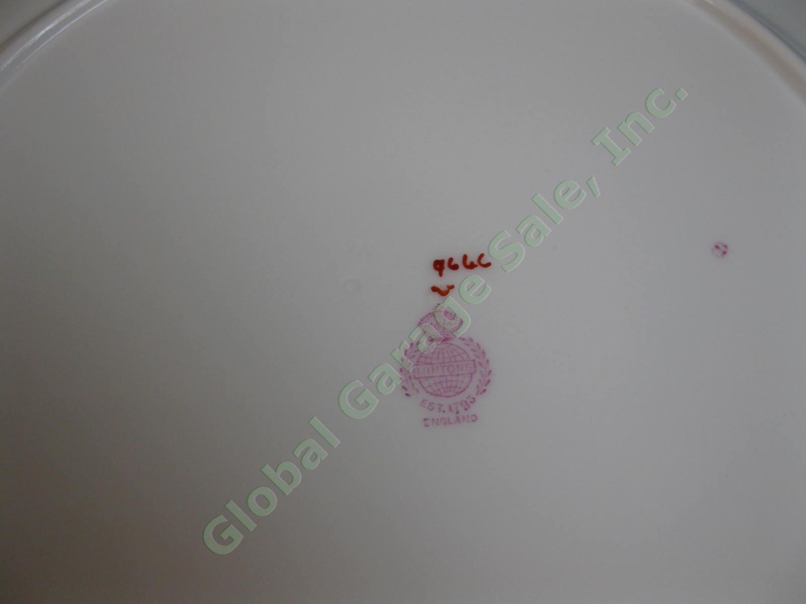 6 RARE Minton Cockatrice Pink Dinner Plate Set 10 1/2" Globe Mark Only 1 Chip NR 12