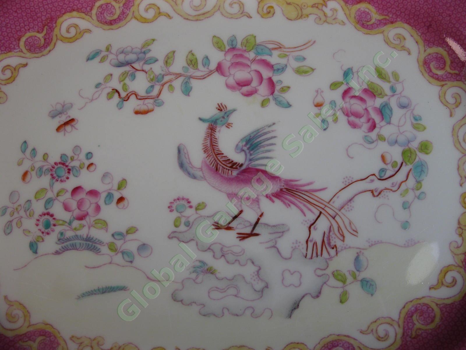RARE Minton Cockatrice Pink 13" In Oval Serving Platter Smooth Globe Pre 1951 NR 1