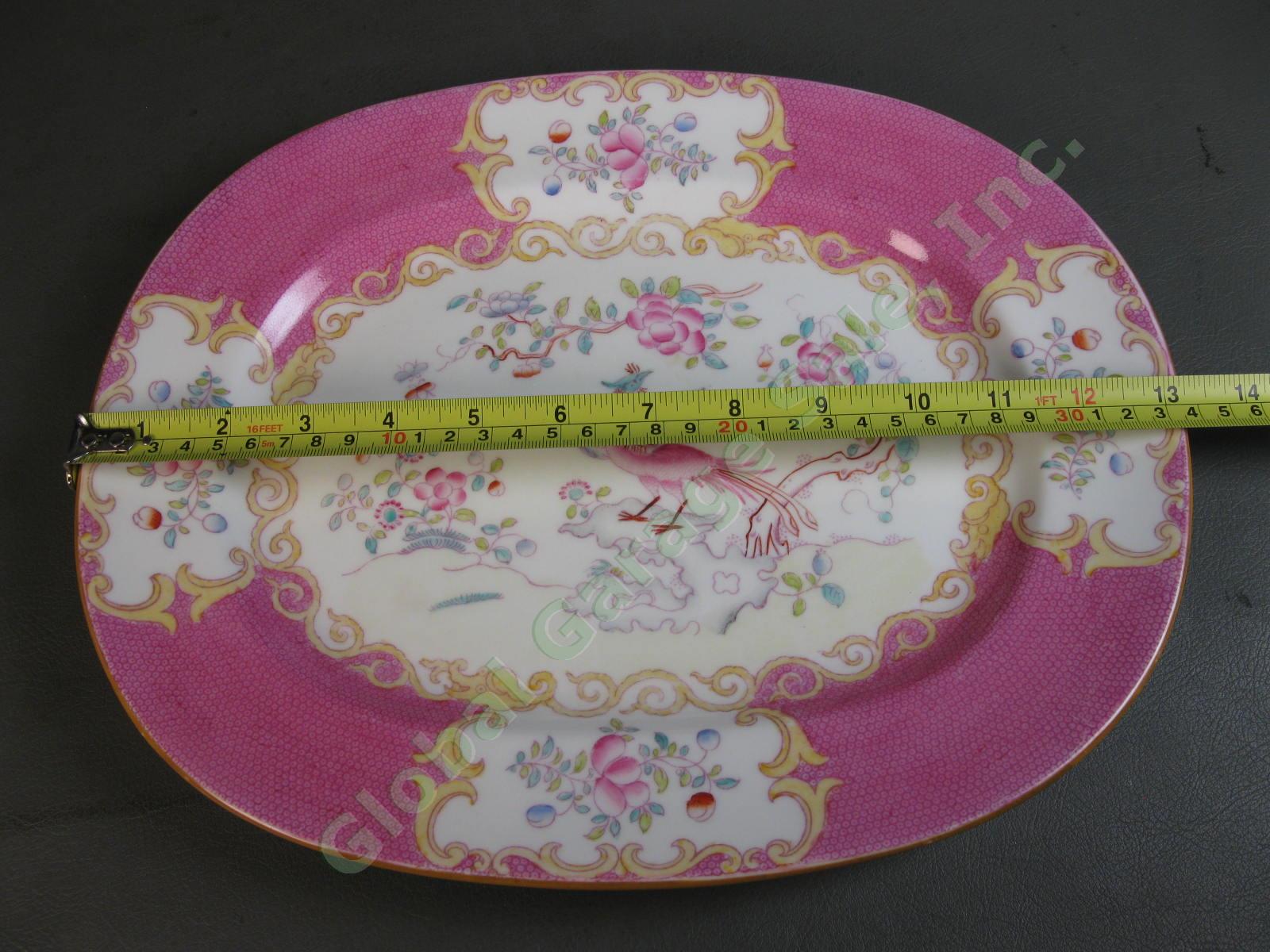 RARE Minton Cockatrice Pink 13" In Oval Serving Platter Smooth Globe Pre 1951 NR 6