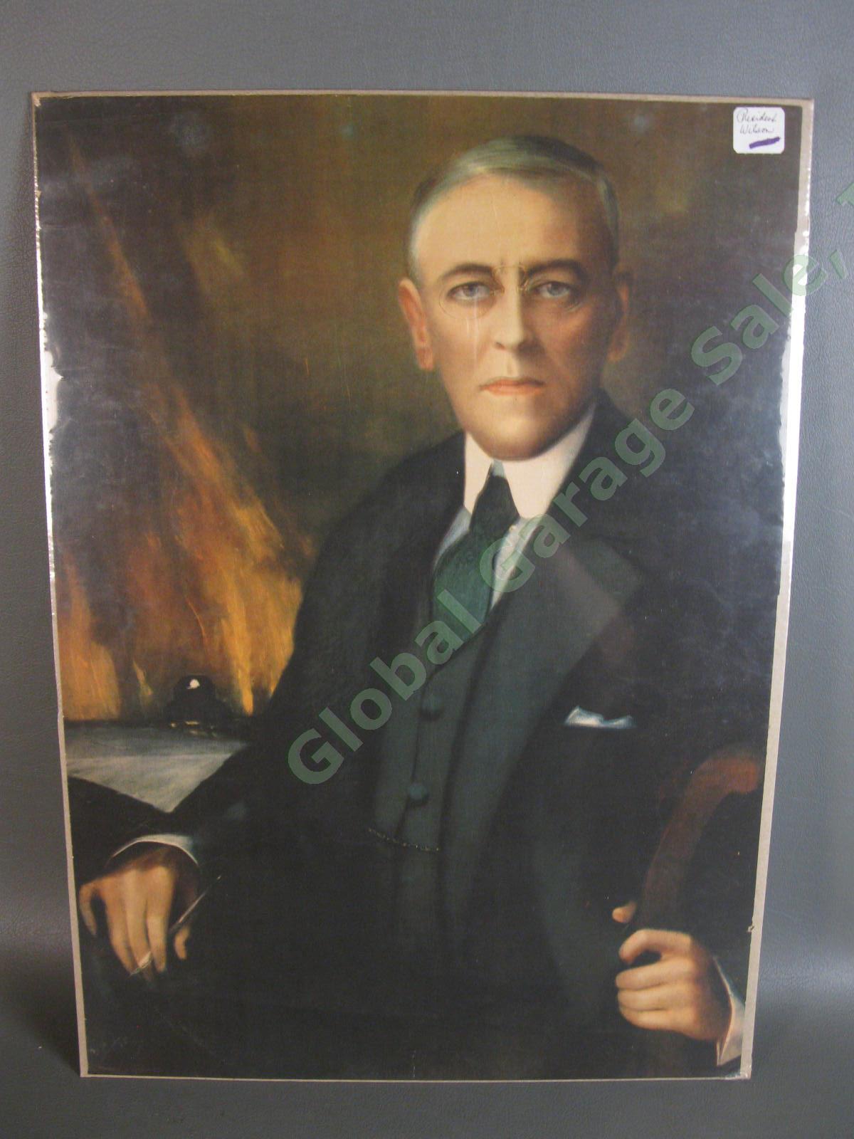 ORIGINAL WWI 28th President Woodrow Wilson Portrait Print Litho Poster 1913-1921