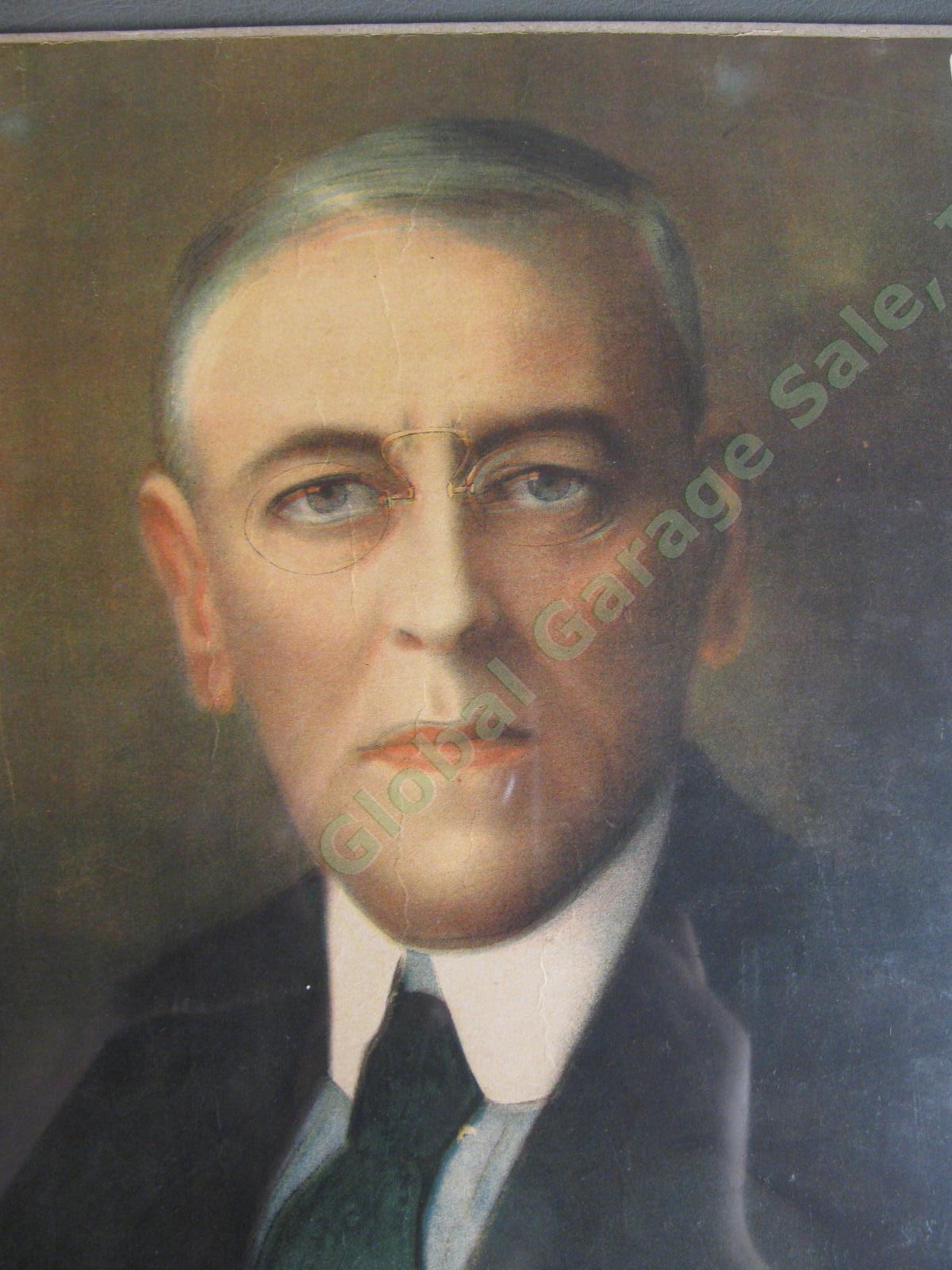 ORIGINAL WWI 28th President Woodrow Wilson Portrait Print Litho Poster 1913-1921 1