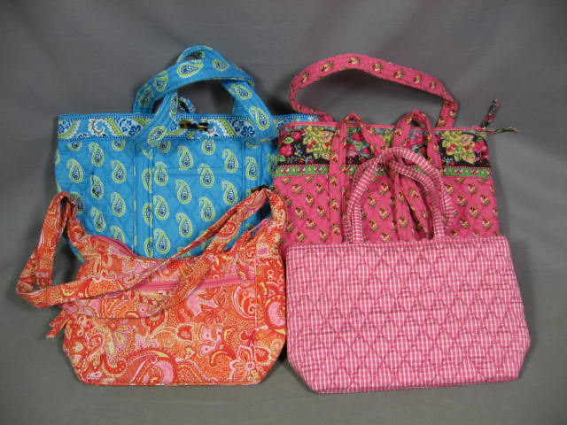 4 Vera Bradley Bags Lot Bermuda Blue Sherbet Pink Pansy