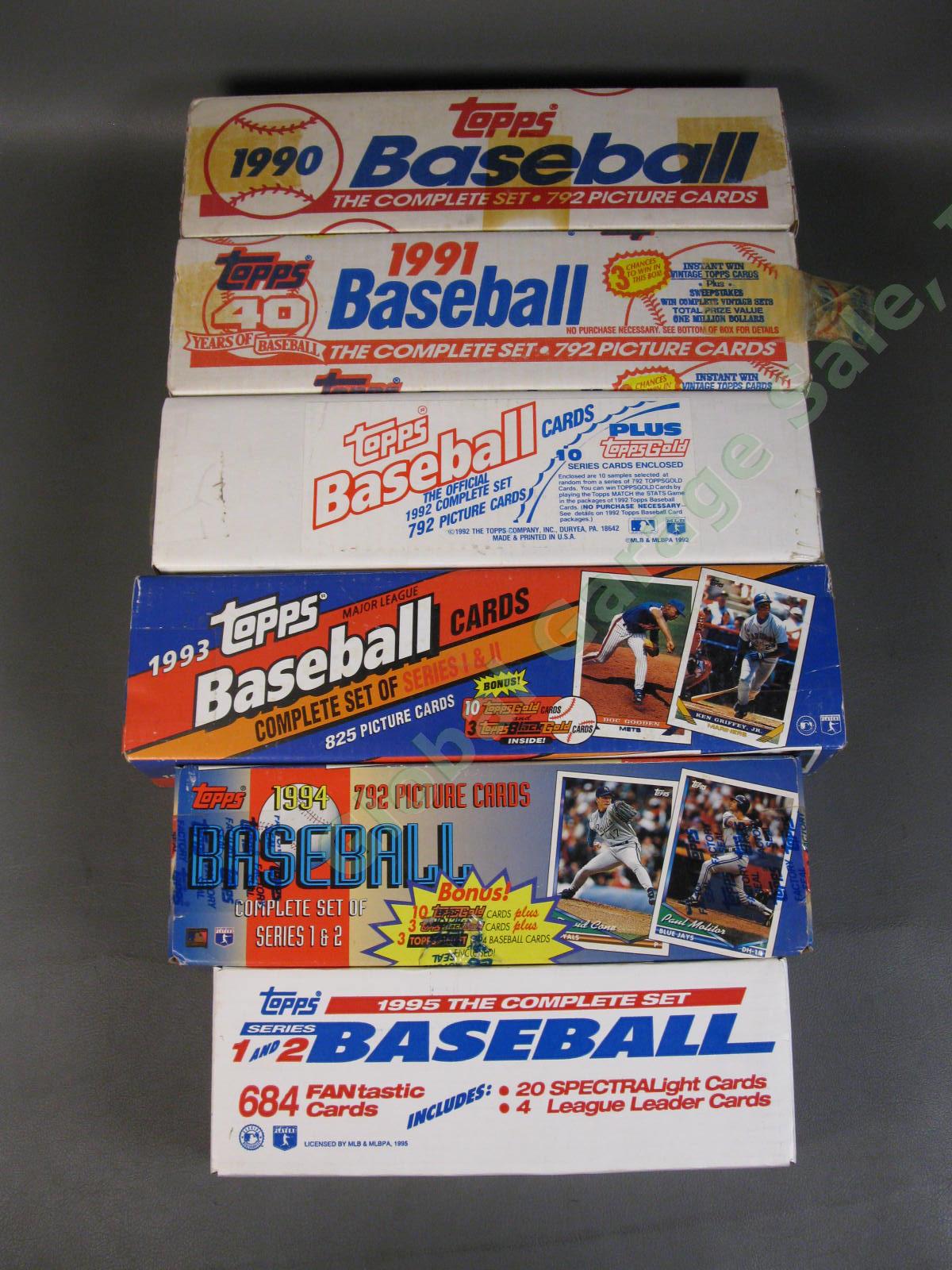6 Topps Baseball Card COMPLETE SETS 1990 1991 1992 1993 1994 1995 2 SEALED NR