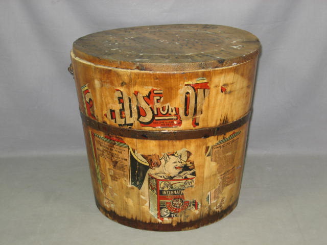 Antique Wooden Wood Dan Patch Food Tonic Pail Bucket NR 4