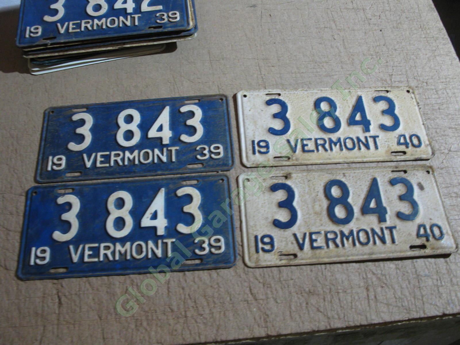 28 Pairs Vermont License Plate Matching Sets & 5 Single 1923-1960 1
