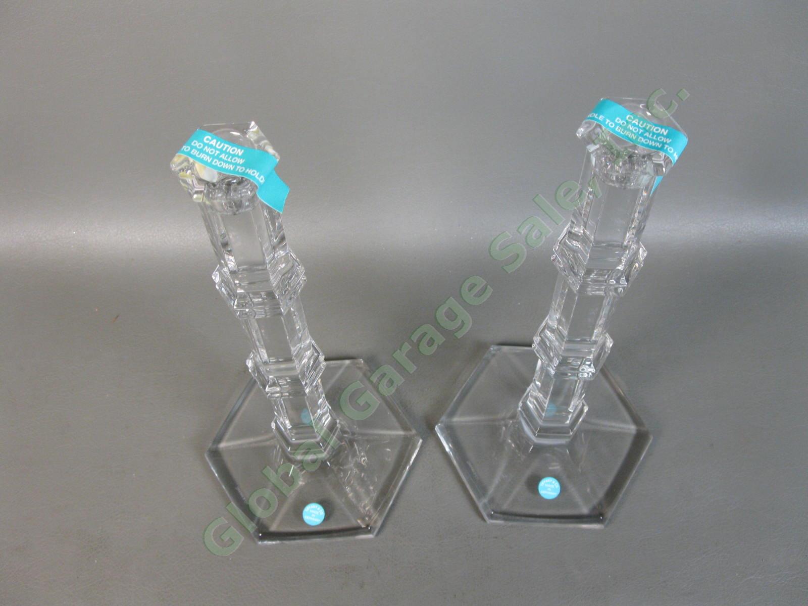 NEW Tiffany & Co Windham Glass Crystal Candlestick Pair of 2 11" Inch Germany NR 2