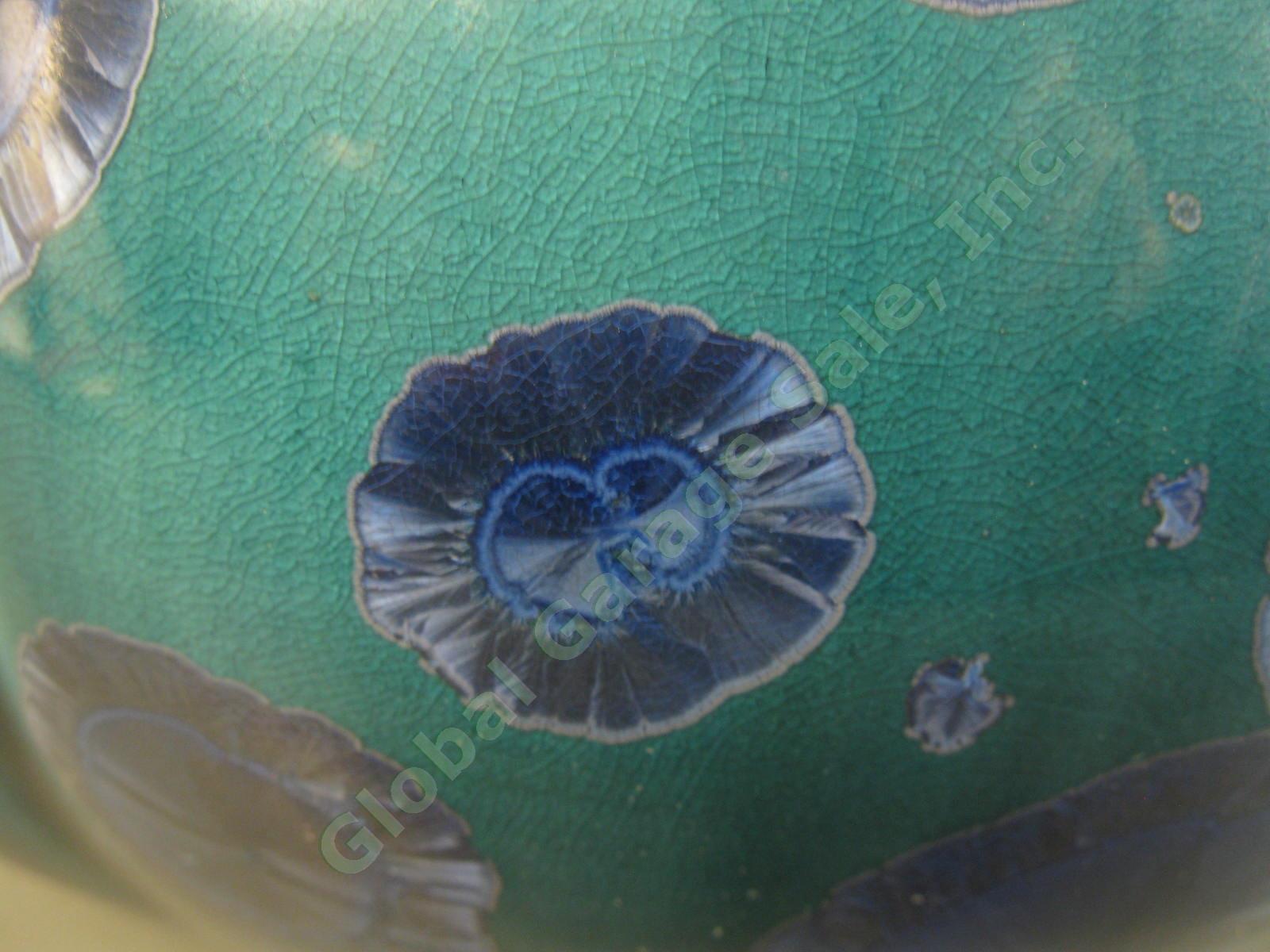 Large Bill Campbell Stellar Art Pottery Blue Drip Crystalline Glaze Lily Vase NR 7