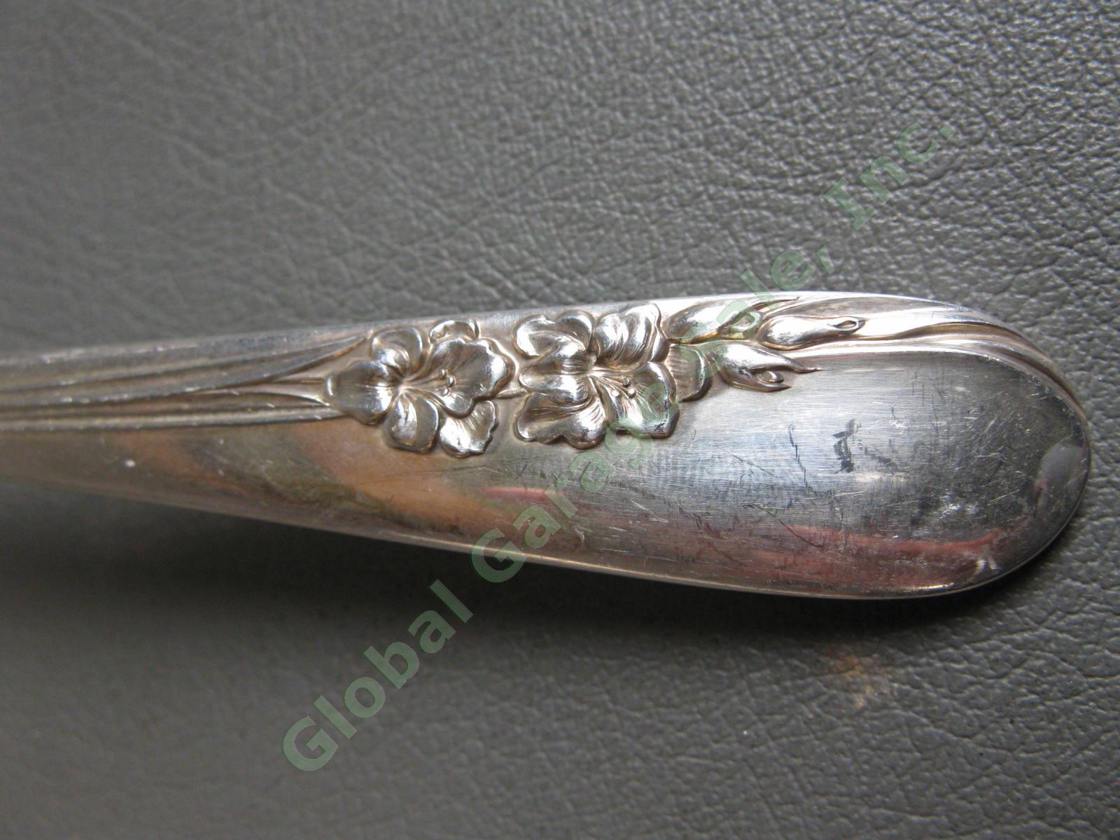 2 International Sterling Silver Blossom Time Pierced Serving Spoon Set Pair 124g 2