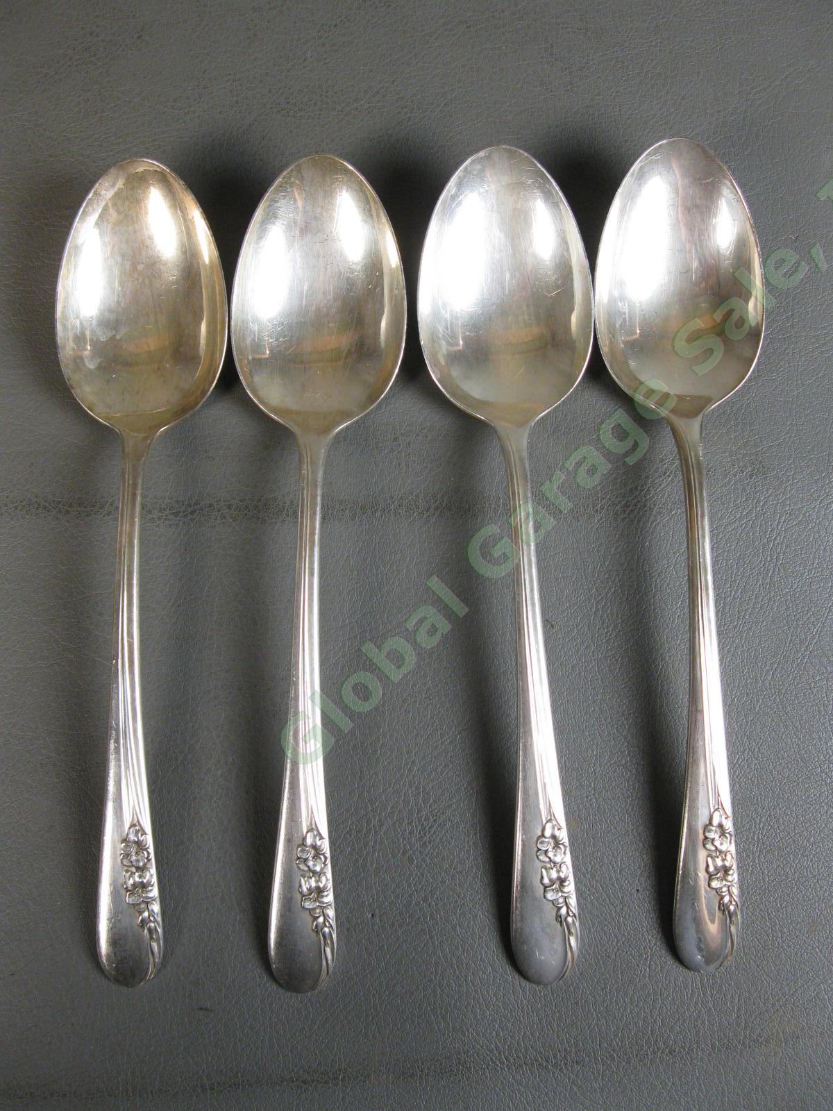 4 International Sterling Silver Blossom Time Tablespoons Serving Spoon Set 252g