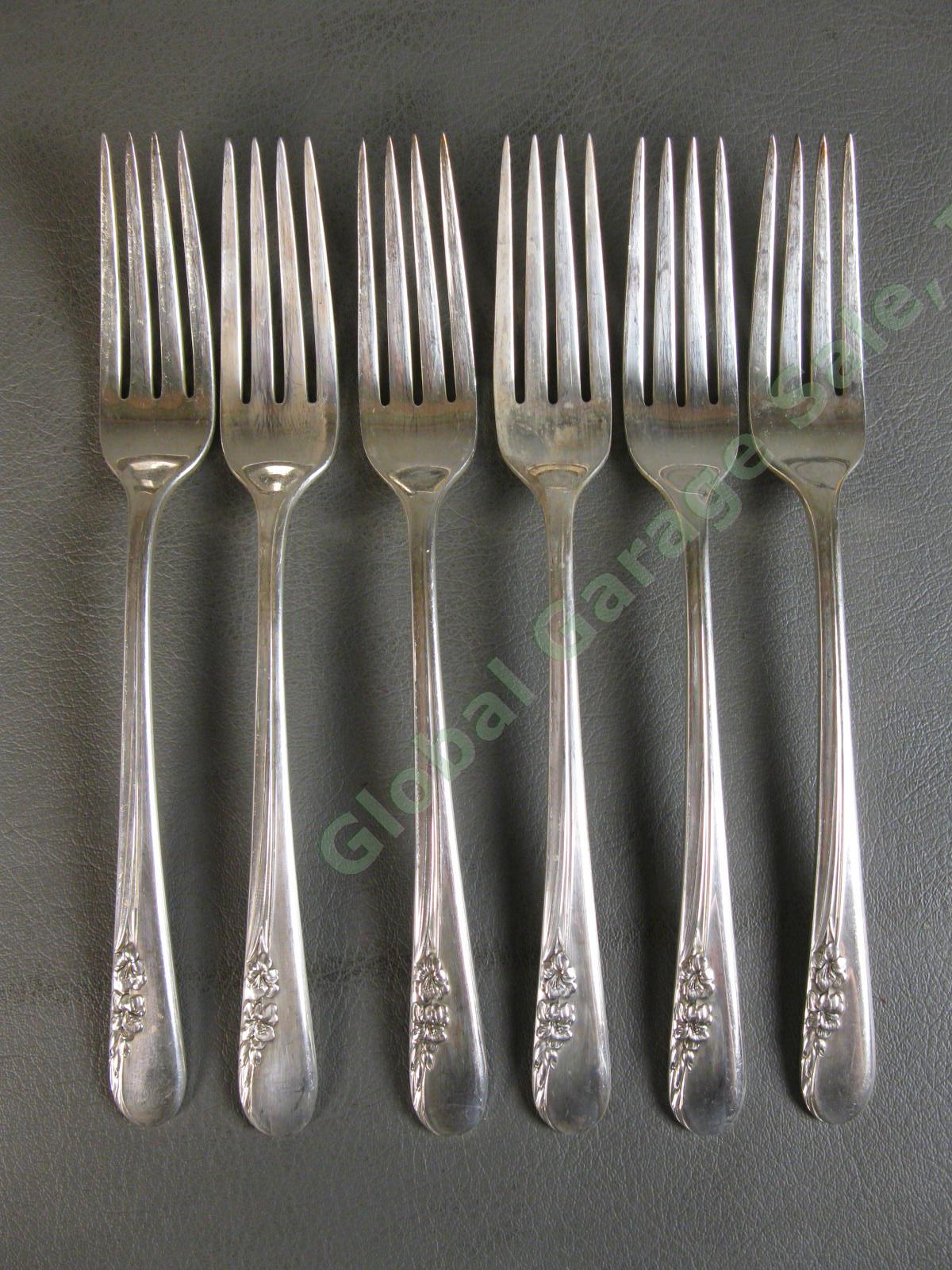 6 International Sterling Silver Blossom Time 7 1/4" Dinner Fork Set 310g LOT NR