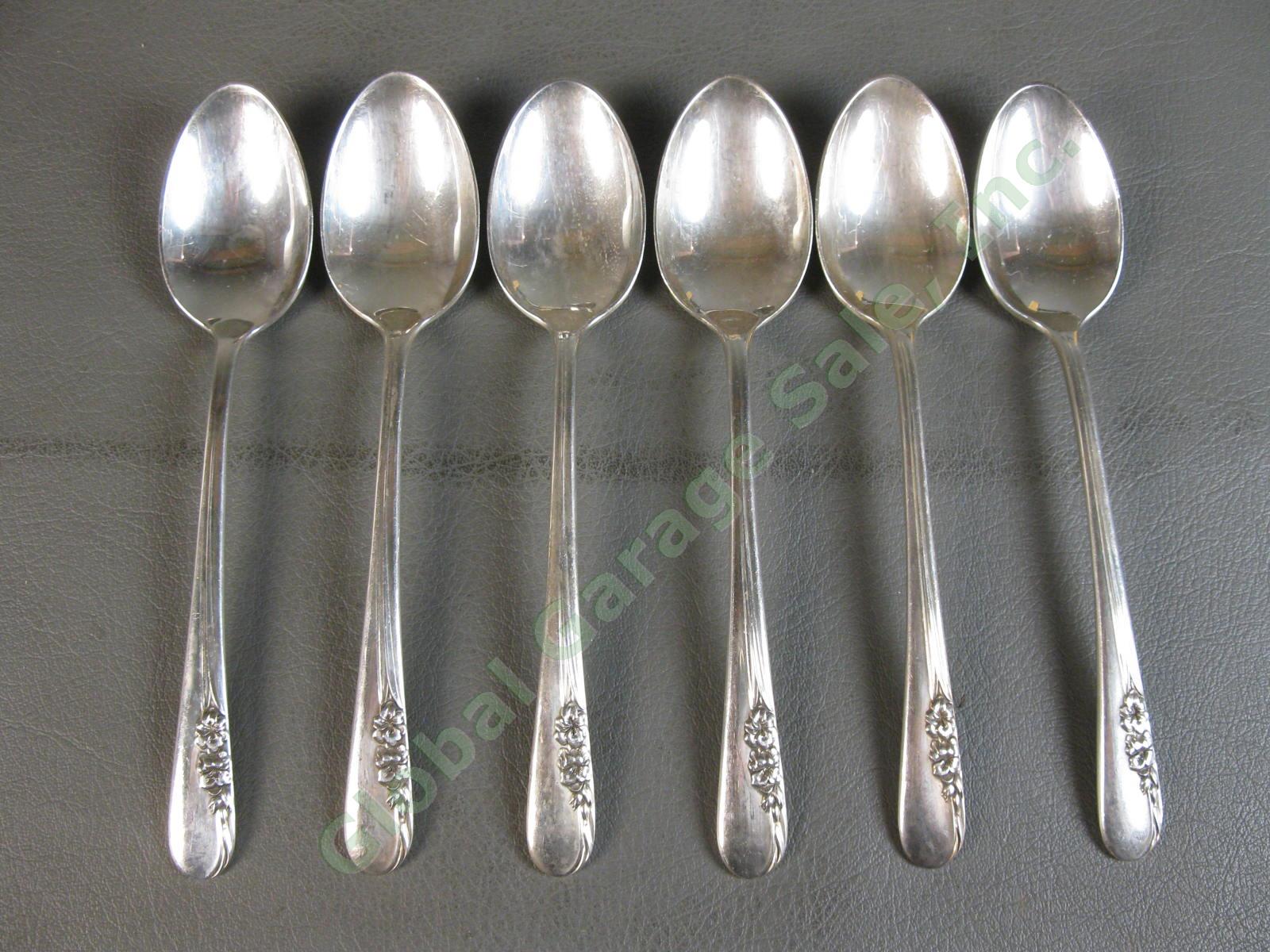 6 International Sterling Silver Blossom Time 6" Teaspoon Tea Spoon Set 184g LOT