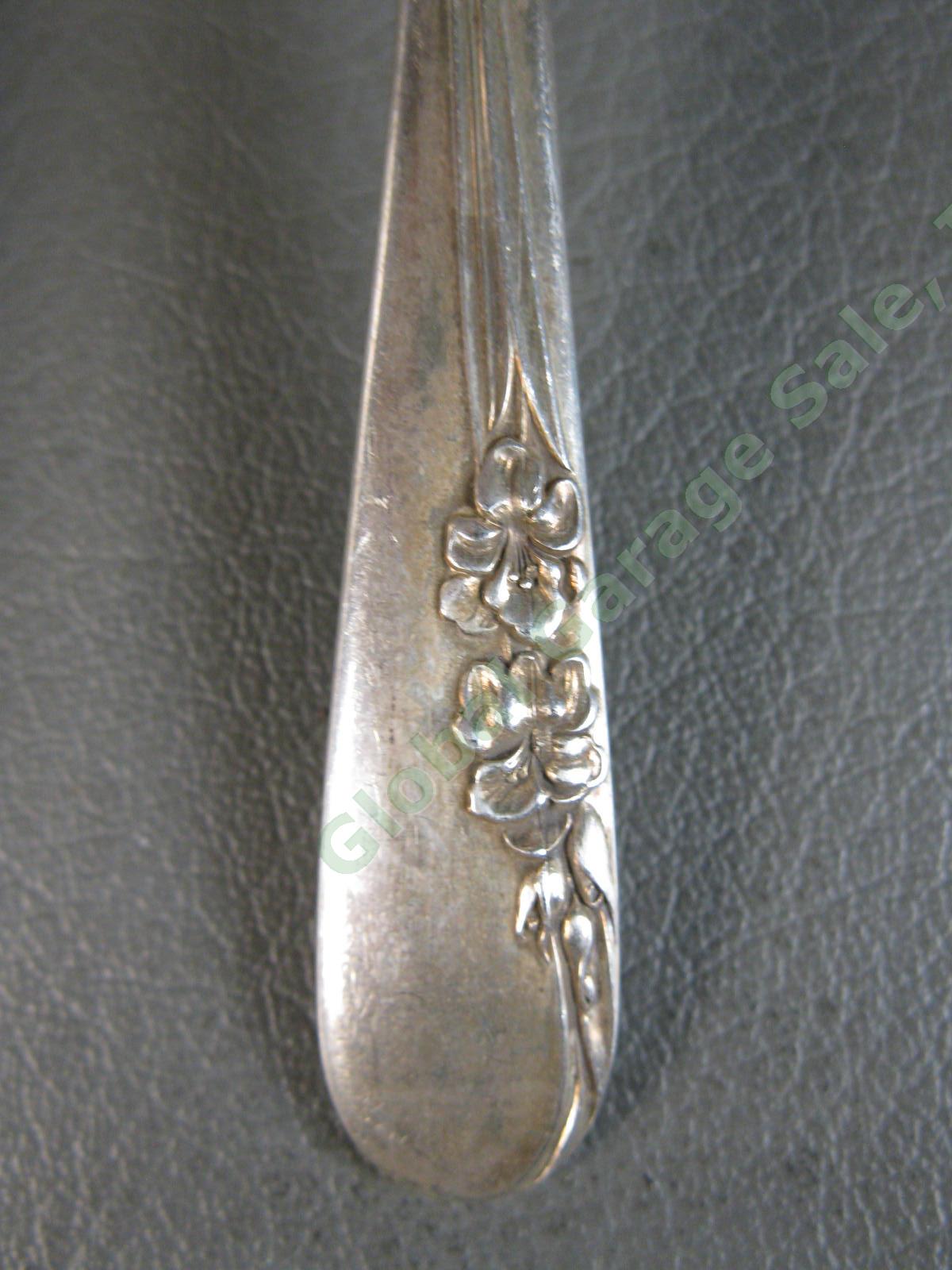 International Sterling Silver Blossom Time Salad Serving Set Spoon Knife Fork NR 3