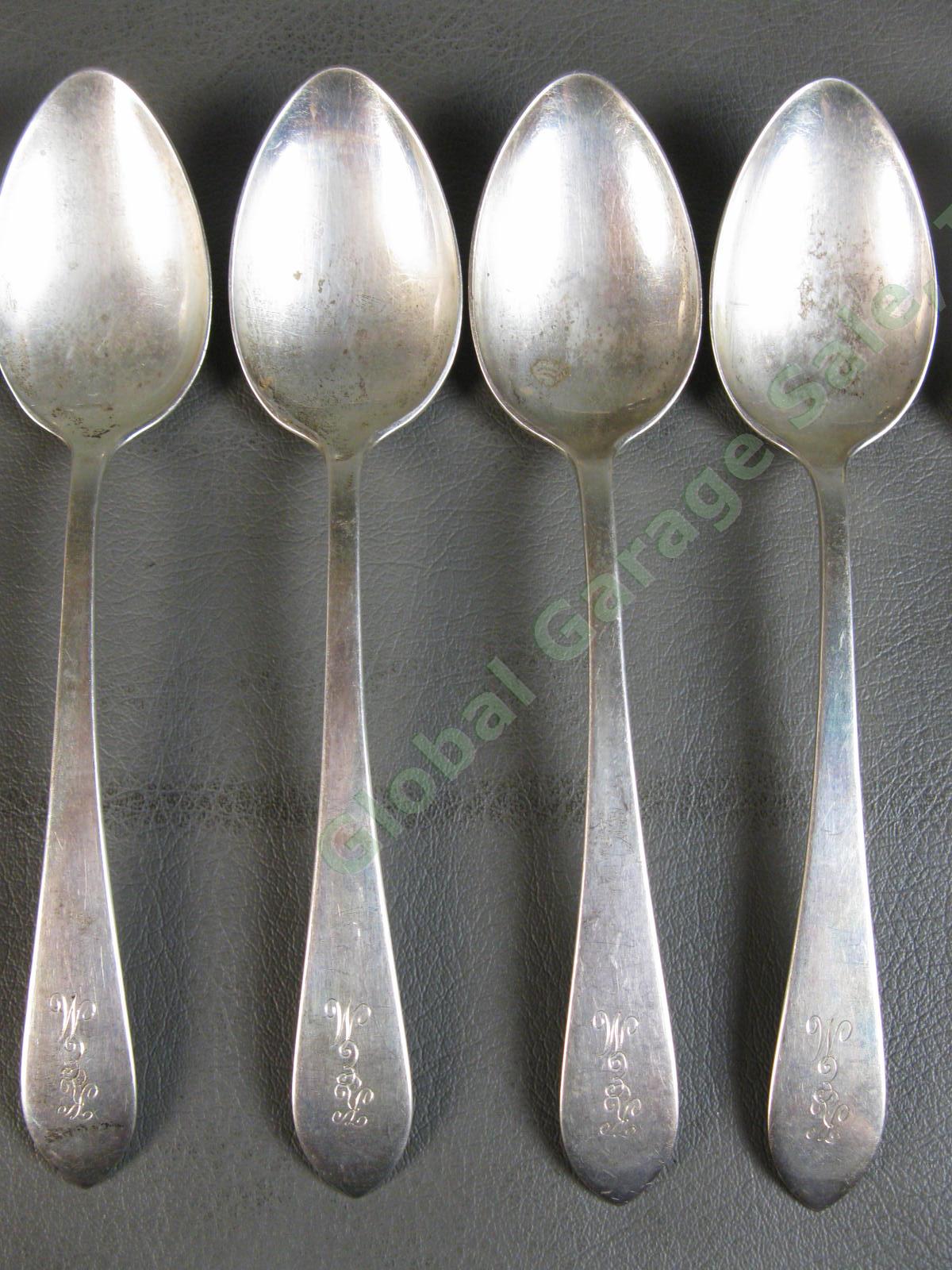 12 Dominick & Haff Pointed Antique Sterling Silver Teaspoon Spoon Set KEM 357g 1