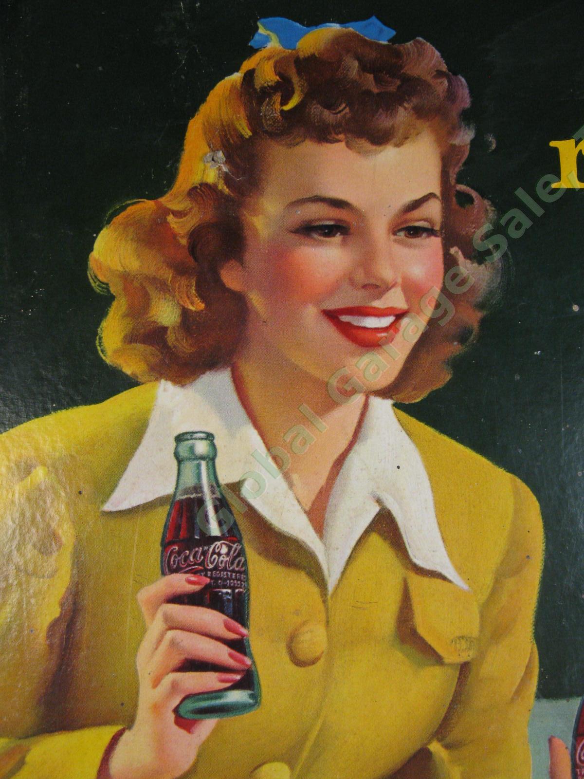 RARE WWII 1943 Drink Coca-Cola Start Refreshed Cardboard Litho Sign Judy Garland 3