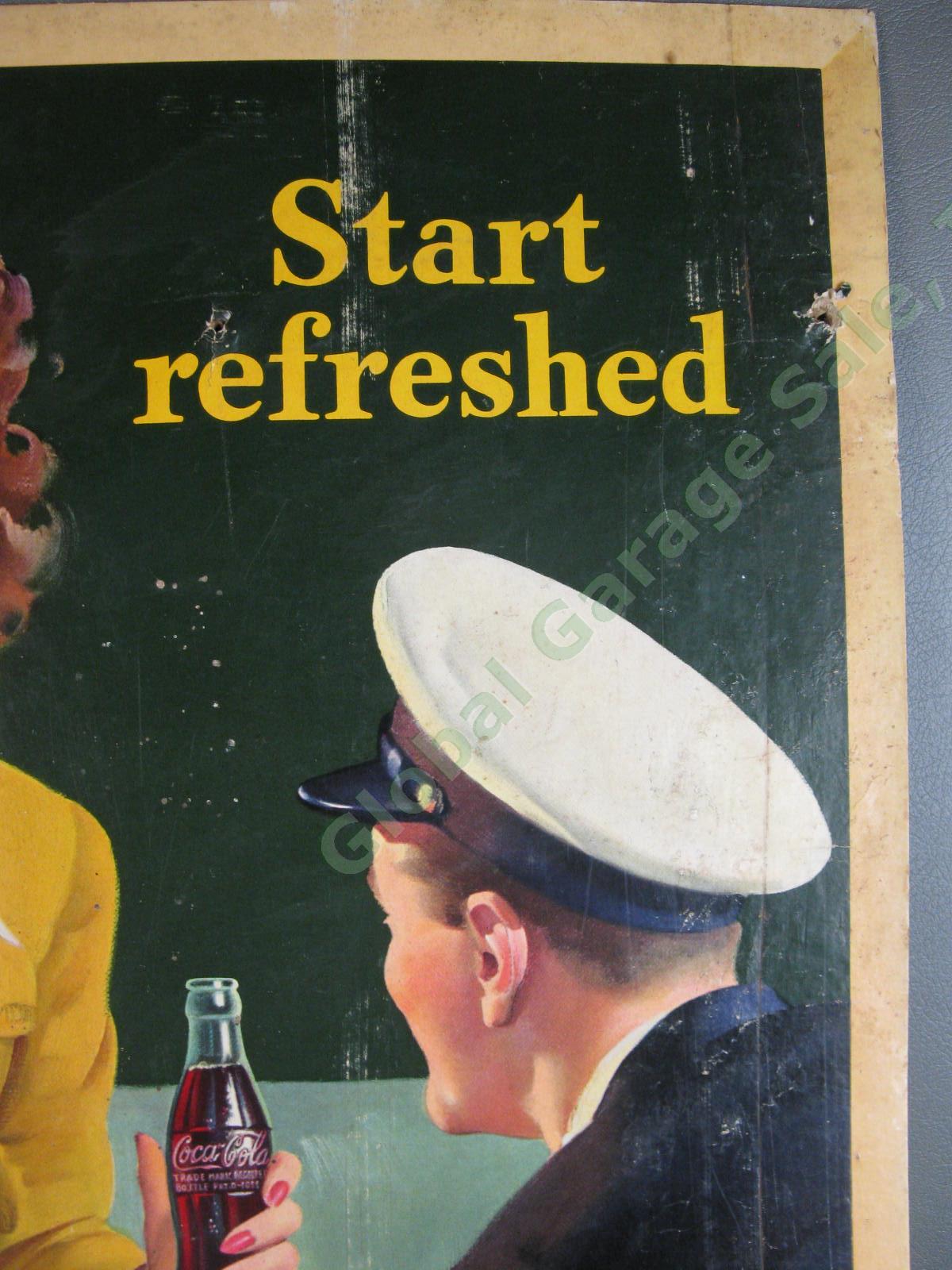 RARE WWII 1943 Drink Coca-Cola Start Refreshed Cardboard Litho Sign Judy Garland 4