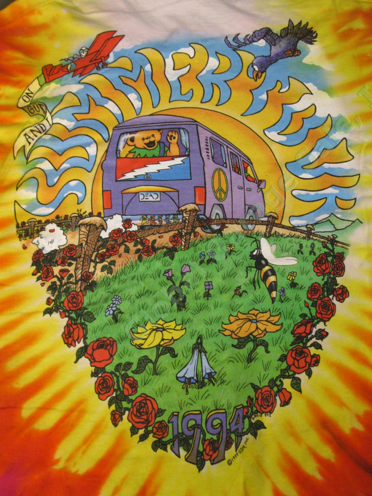 ORIGINAL 1994 Grateful Dead Liquid Blue Summer Tour Tie-Dye T-Shirt Highgate VT 3