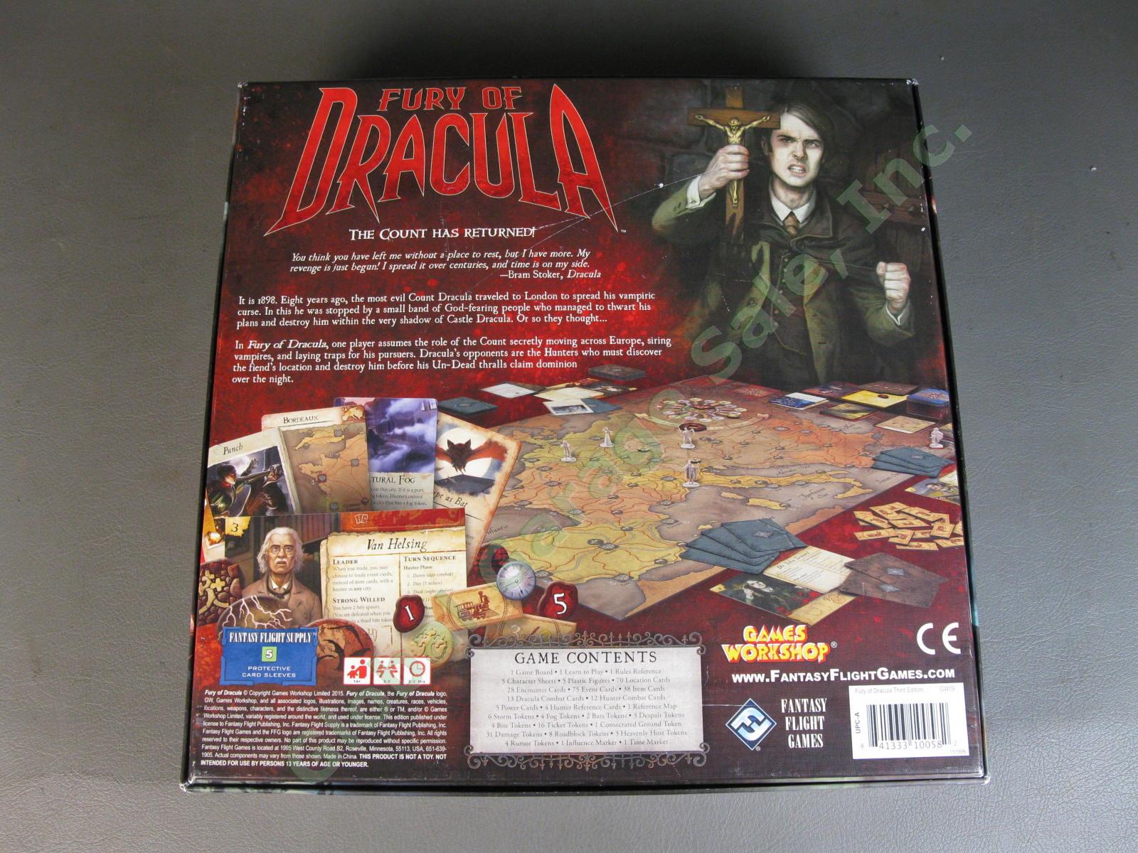 100% COMPLETE 2015 Fury of Dracula Board Game 3rd Edition FFG Fantasy Flight NR 1