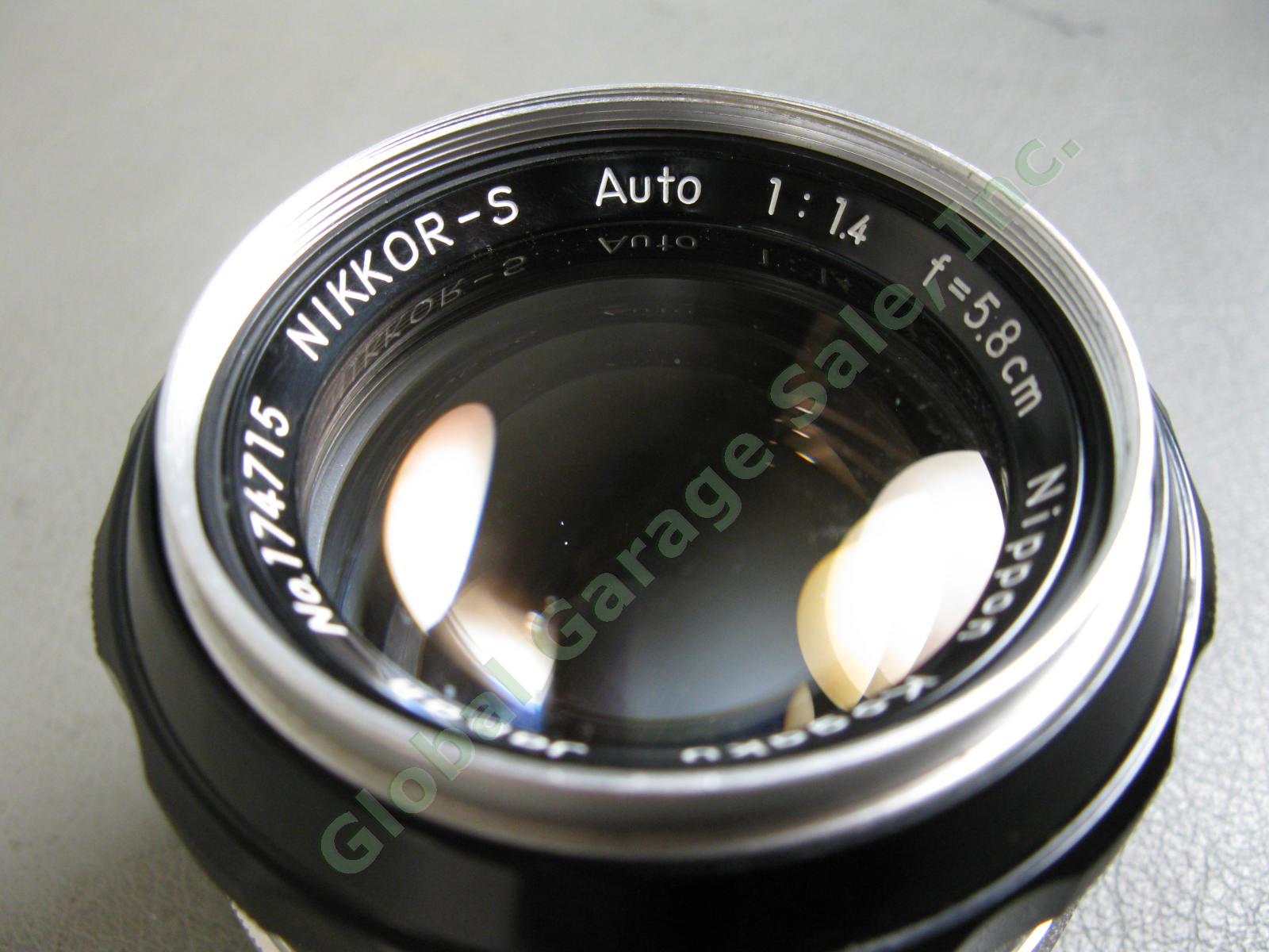 Nikon Nikkor-S Auto 5.8cm 58mm f1.4 Non AI Type 5 Feet Prime Camera Lens Japan 8