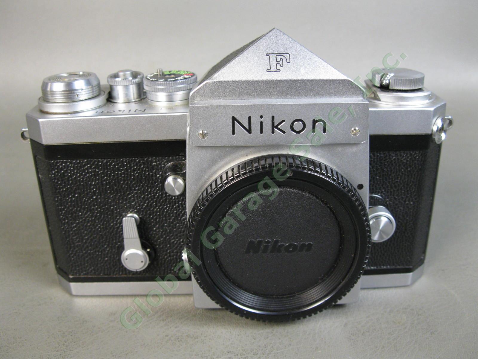 Nikon F Chrome 35mm Film Camera Body Eye Level View Finder Flash Shoe MORE NR 3