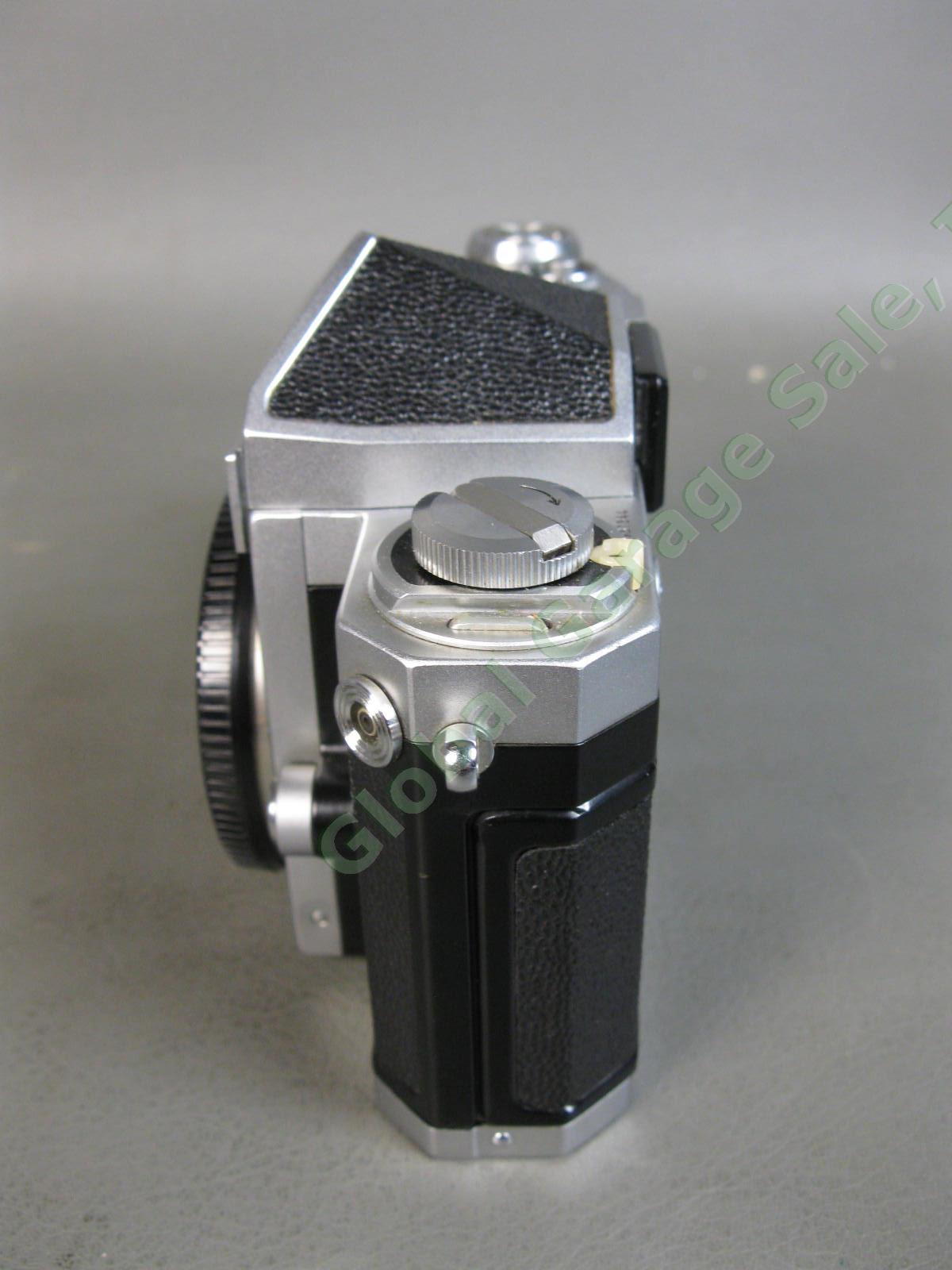 Nikon F Chrome 35mm Film Camera Body Eye Level View Finder Flash Shoe MORE NR 4
