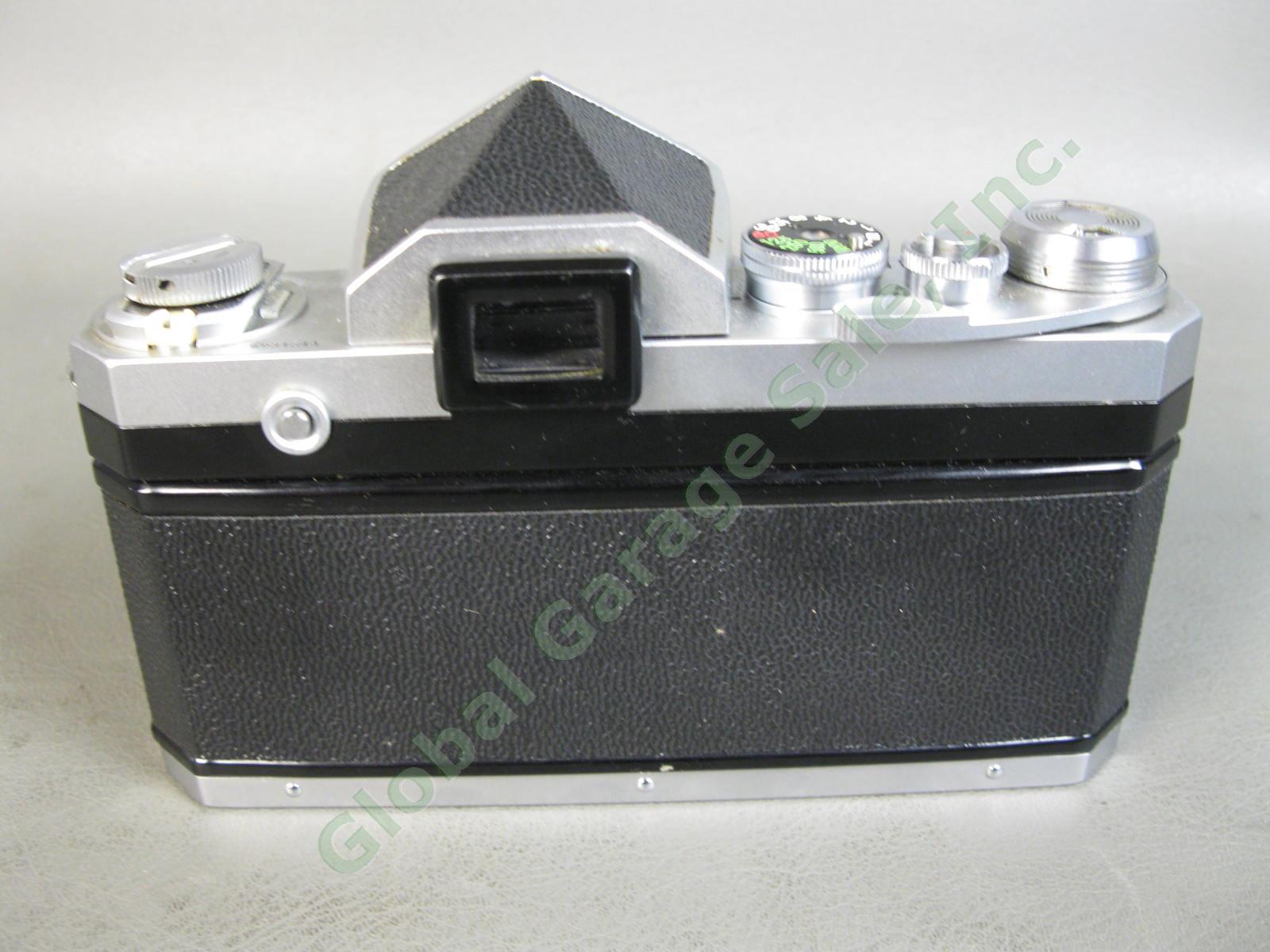 Nikon F Chrome 35mm Film Camera Body Eye Level View Finder Flash Shoe MORE NR 5