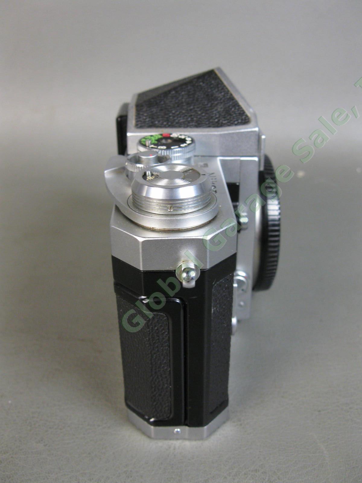 Nikon F Chrome 35mm Film Camera Body Eye Level View Finder Flash Shoe MORE NR 6