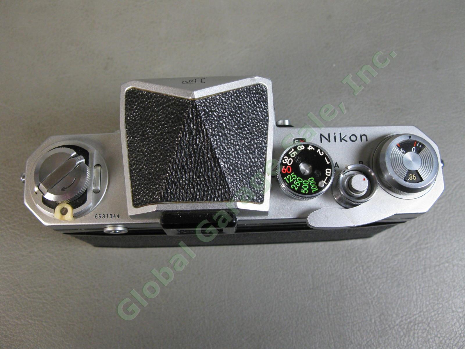 Nikon F Chrome 35mm Film Camera Body Eye Level View Finder Flash Shoe MORE NR 8