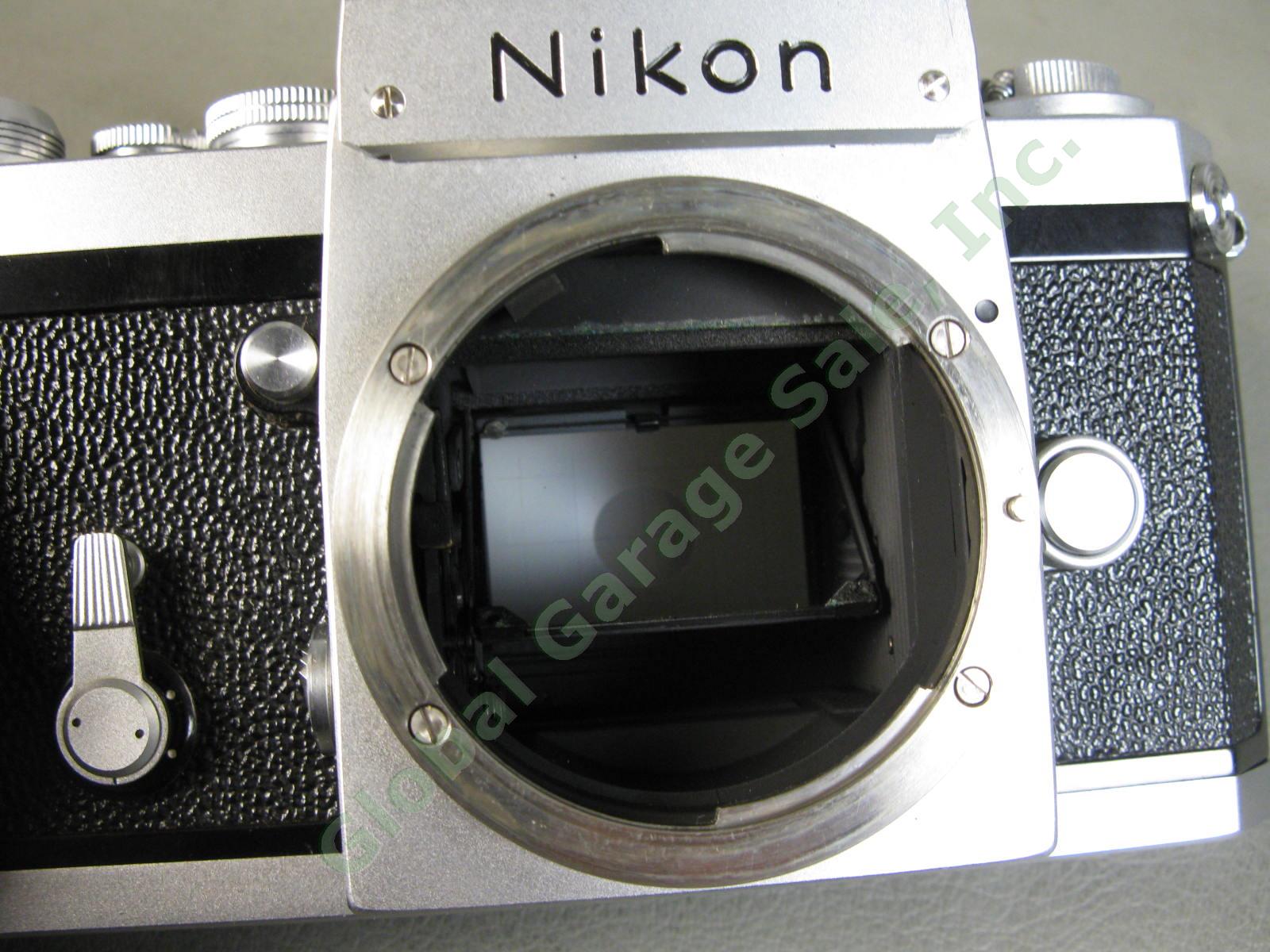 Nikon F Chrome 35mm Film Camera Body Eye Level View Finder Flash Shoe MORE NR 10