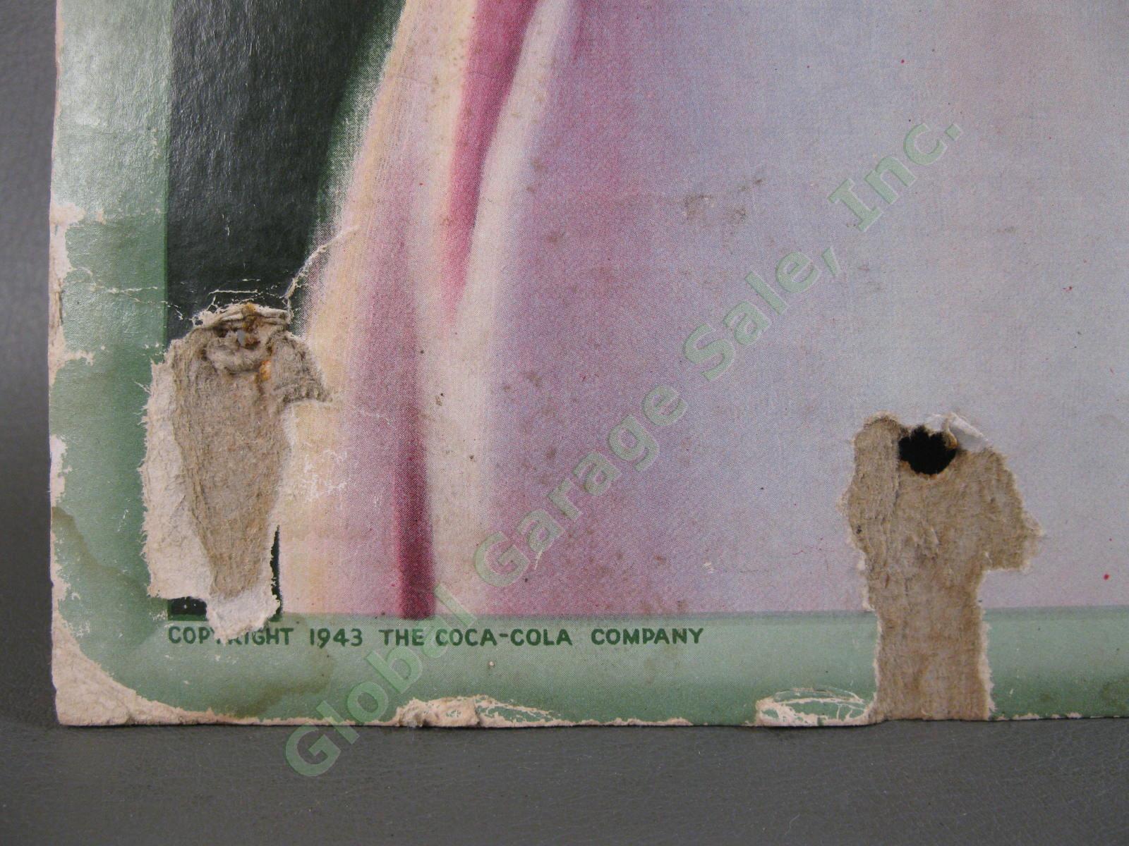 ORIGINAL VTG WWII 1943 HAVE A COKE Coca-Cola Cardboard Poster 27x16 Inch Sign NR 1