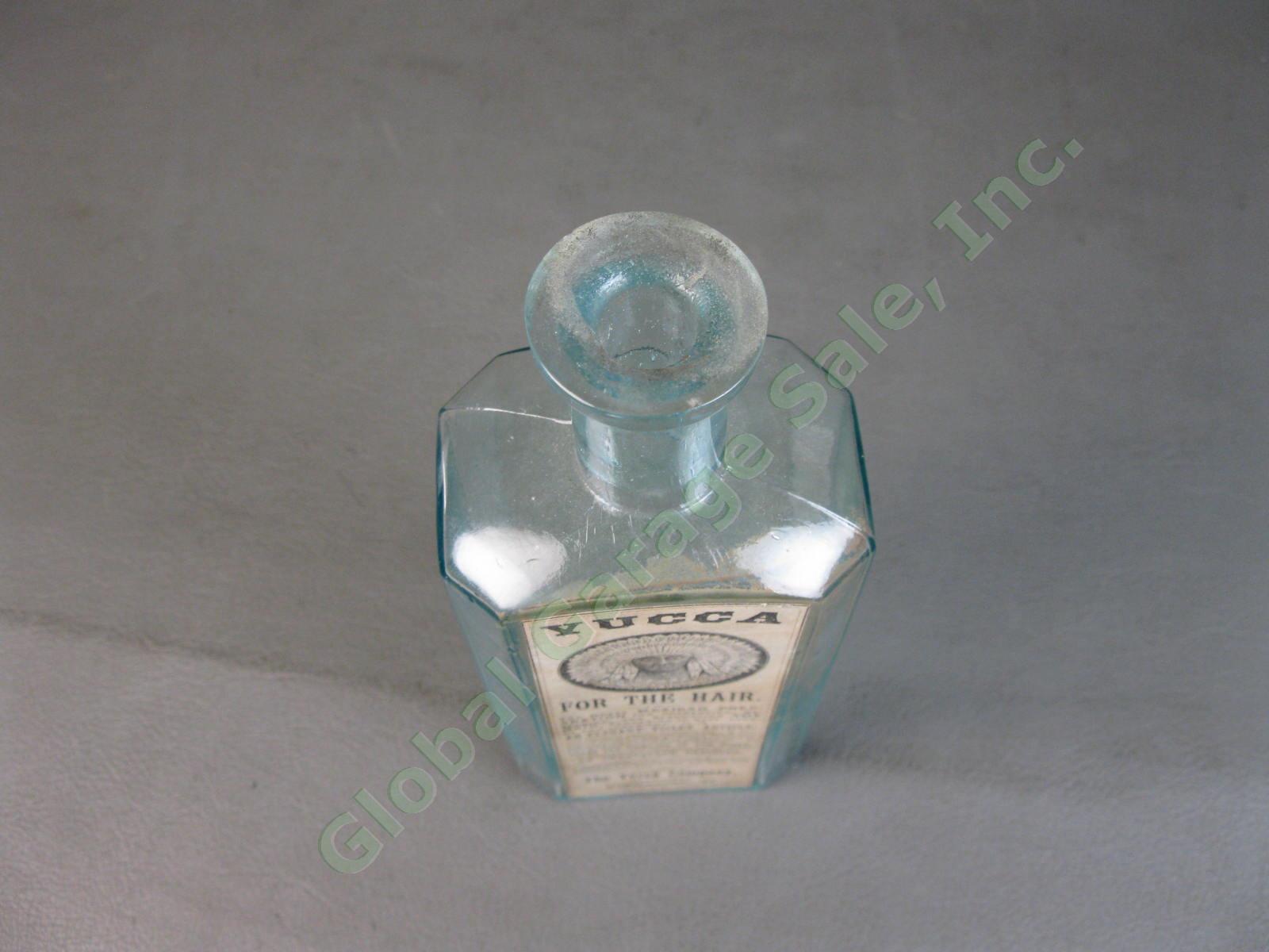 Antique Burlington Vermont Glass Bottle Yucca For The Hair Mexican Treatment NR 6