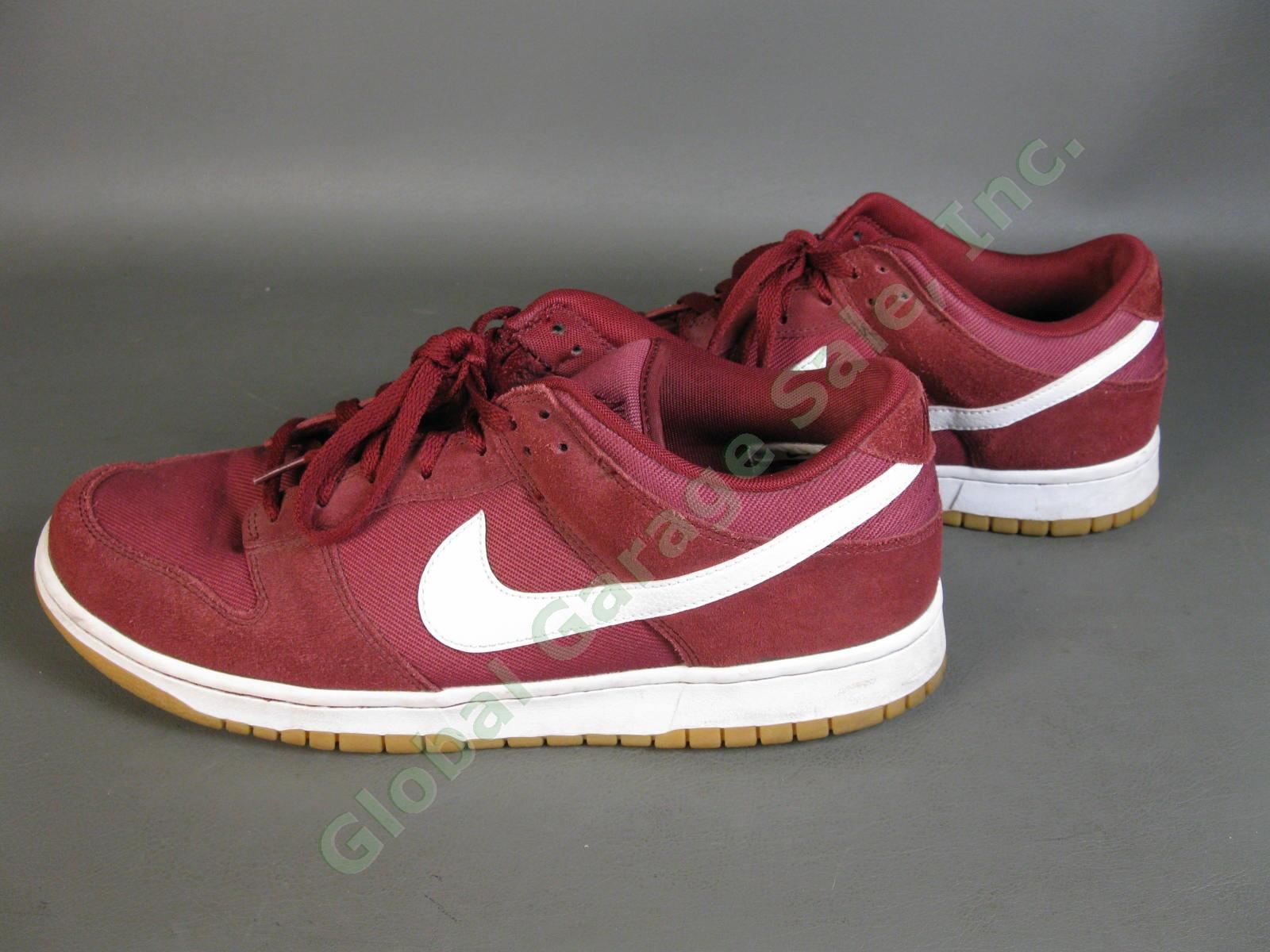 Nike Dunk Low Team Red White Sneaker Shoes AA1056-600 Canvas Burgundy Excellent
