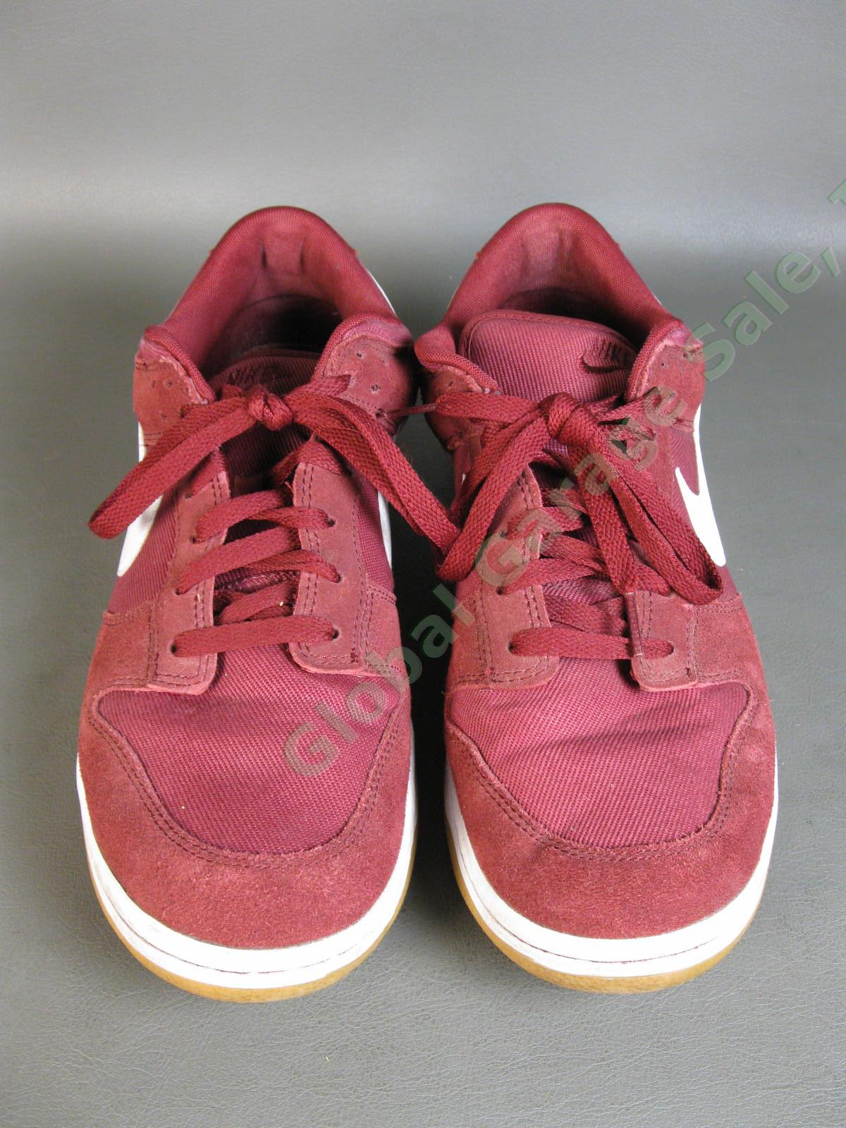 Nike Dunk Low Team Red White Sneaker Shoes AA1056-600 Canvas Burgundy Excellent 1
