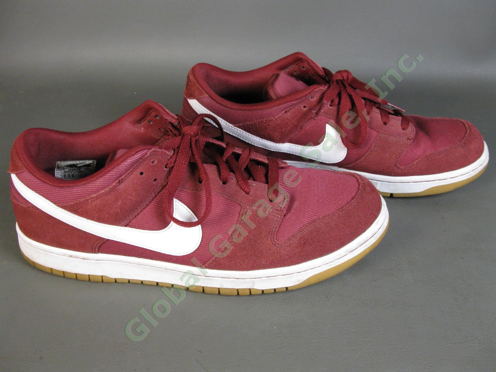 Nike Dunk Low Team Red White Sneaker Shoes AA1056-600 Canvas Burgundy Excellent 2