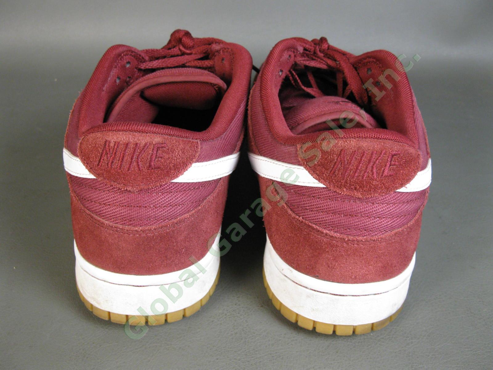 Nike Dunk Low Team Red White Sneaker Shoes AA1056-600 Canvas Burgundy Excellent 3